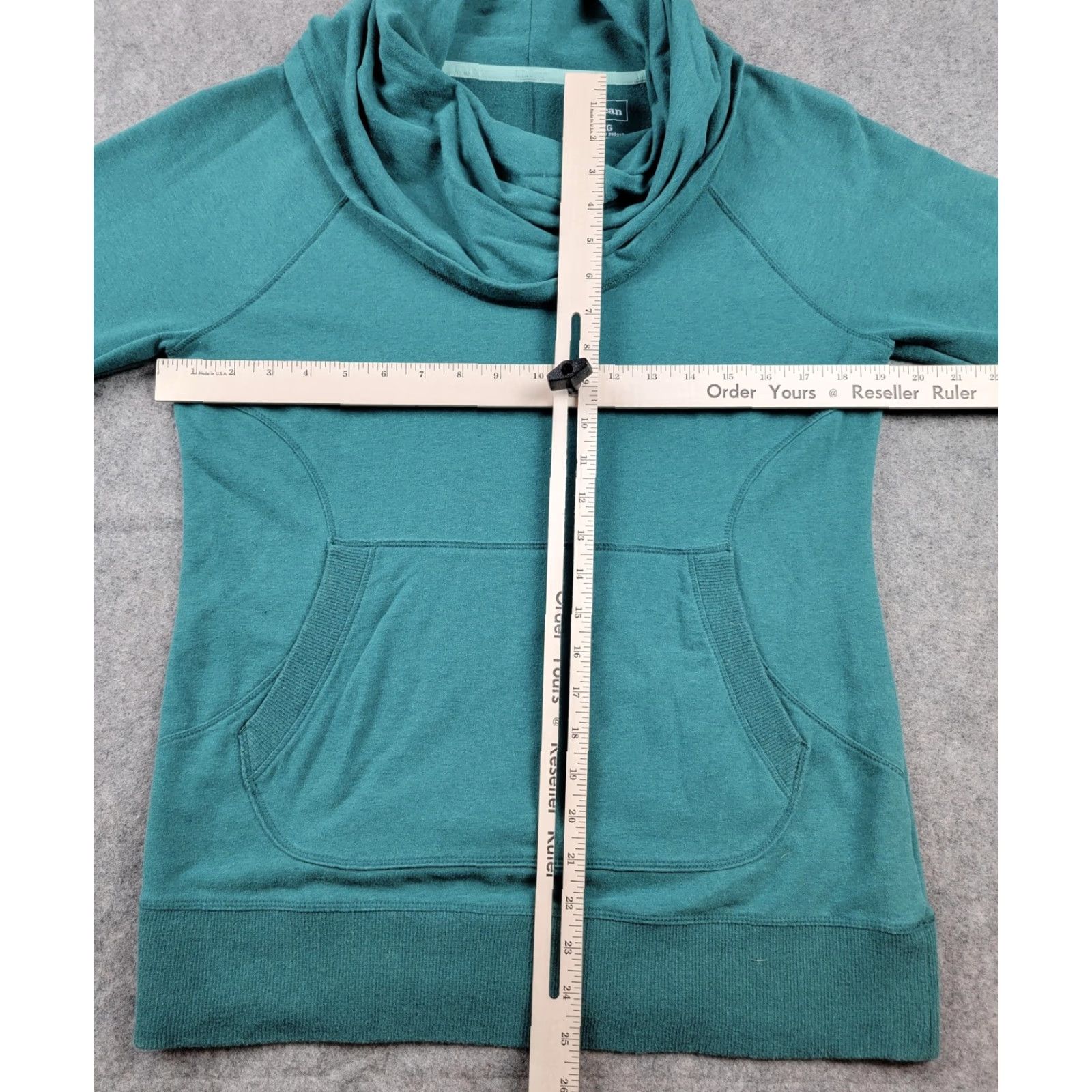 Vintage L.L.Bean Sweatshirt Womens M Green Cowl Neck Pullover Pocket Thumbholes Size M / US 6-8 / IT 42-44 - 7 Thumbnail