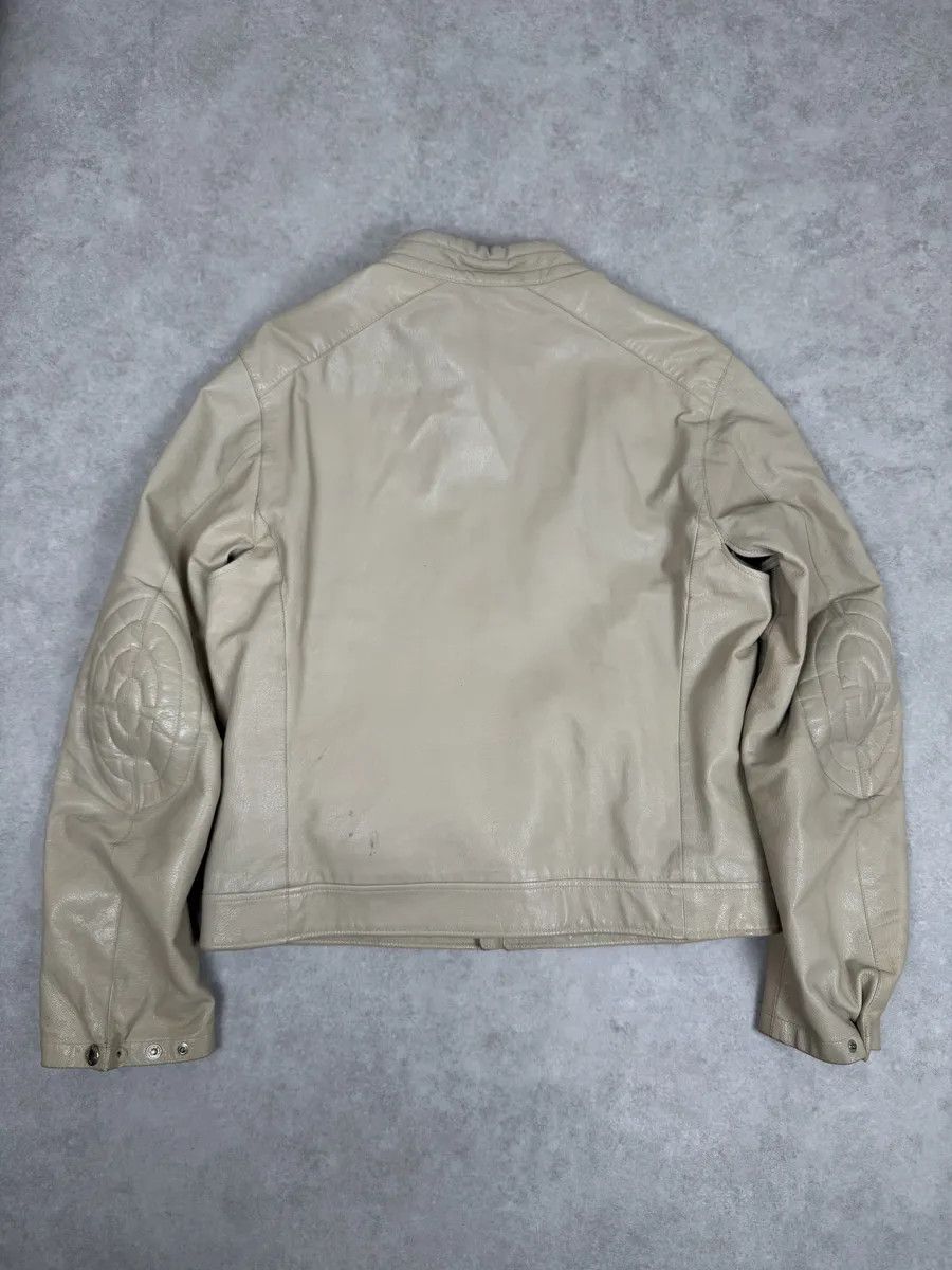 Prada SS2000 Prada Beige Padded Biker Leather Jacket Size US L / EU 52-54 / 3 - 6 Thumbnail