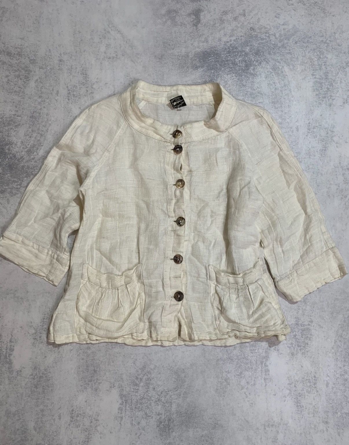 Other La Bottega di Brunella Linen Silk Jacket Off White Size S / US 4 / IT 40 - 1 Thumbnail