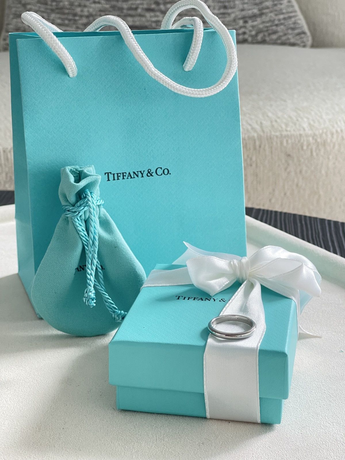 Tiffany & Co. Tiffany Milgrain Ring Platinum, 3 mm Wide 7.75 $1,600 Size ONE SIZE - 6 Thumbnail