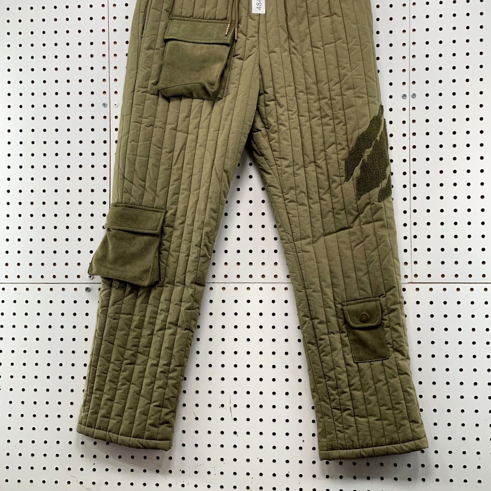 Olive Tier Cargo Pants Mens M Olive Green Quilted Insulated Retro Size 32" / US 10 / IT 46 - 5 Thumbnail