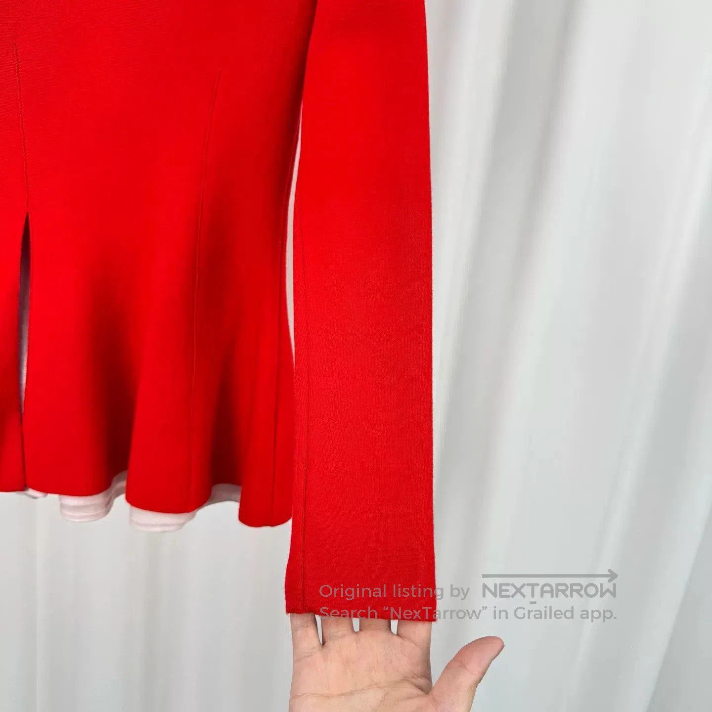 Dior red long sleeve cinched waist top. Size US M / EU 48-50 / 2 - 4 Thumbnail