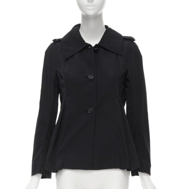 Marni MARNI black polyester box dart layered back flared short trench coat IT38 XS Size XS / US 0-2 / IT 36-38 - 1 Thumbnail
