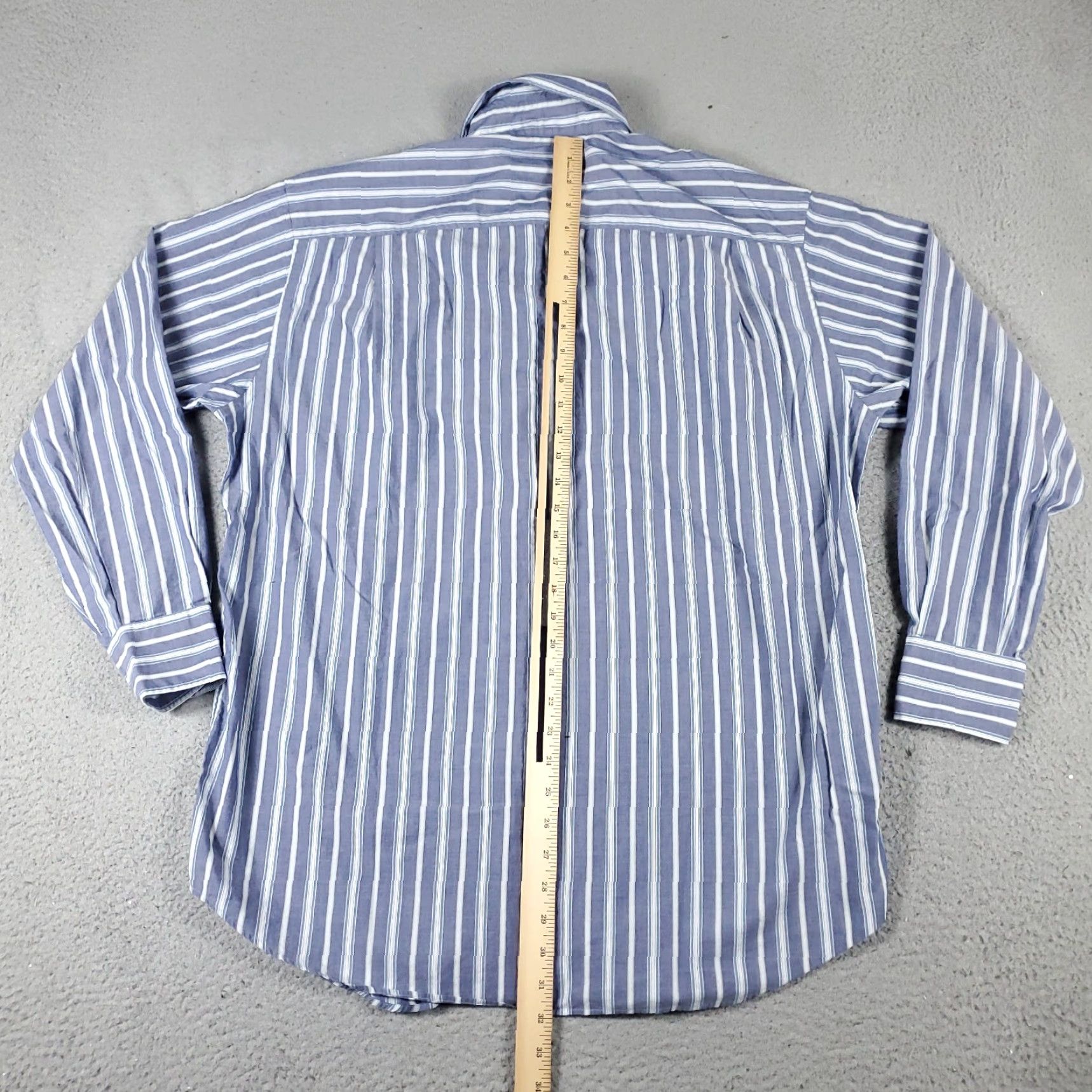 Nautica Nautica Dress Shirt Mens Size 16.5 Blue Striped Long Sleeve Button Up Classic Preppy Size 42R - 3 Thumbnail