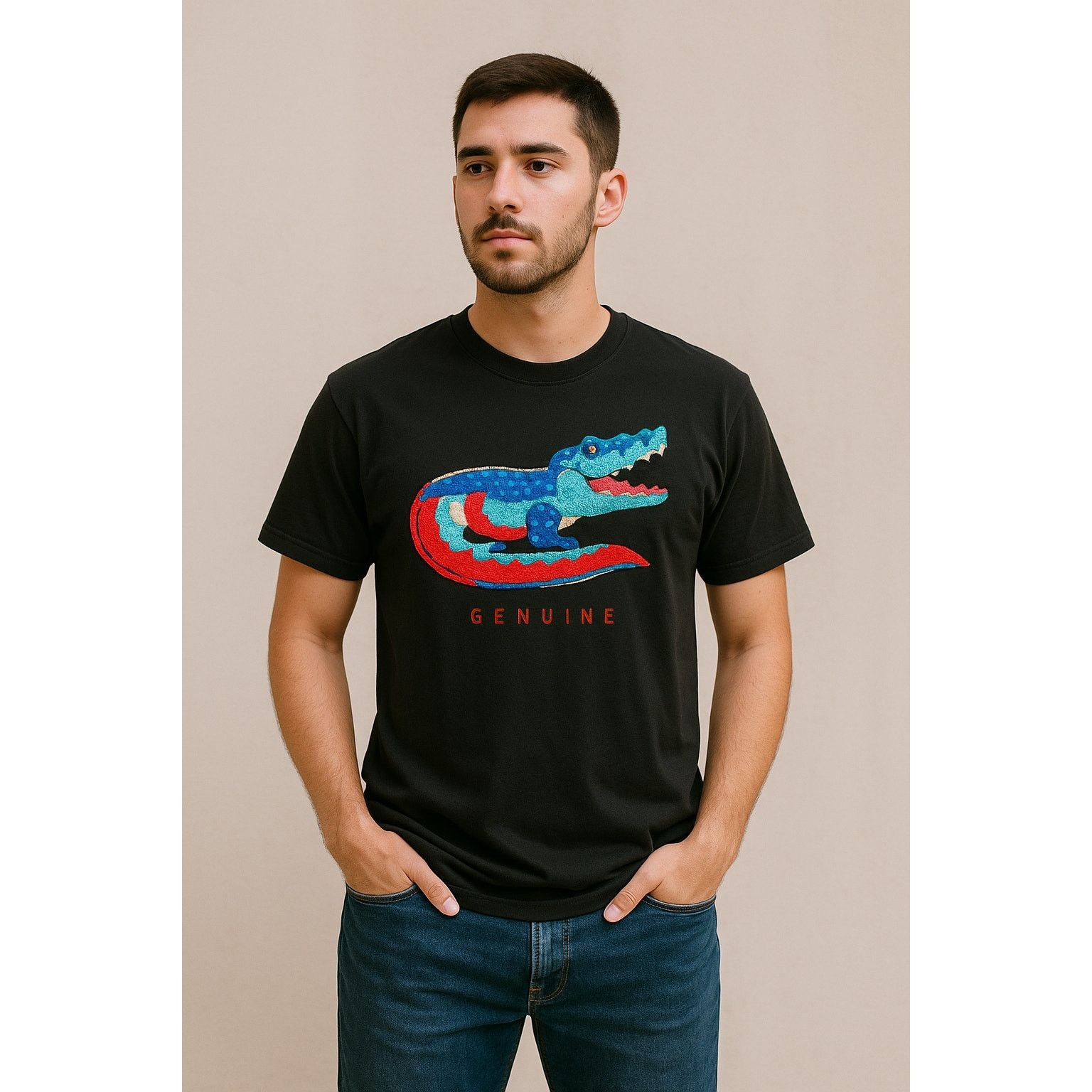 Other Streetwear Crocodile Embroidered Graphic Tee Black Genuine M Size M / US 6-8 / IT 42-44 - 1 Thumbnail