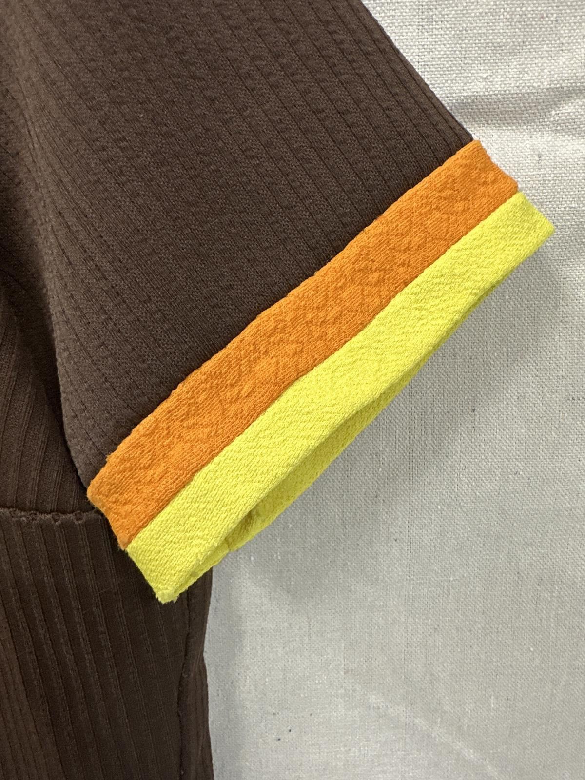 Designer Vintage Orange Julius Polo Shirt - Brown with Yellow Accents Size M / US 6-8 / IT 42-44 - 3 Thumbnail