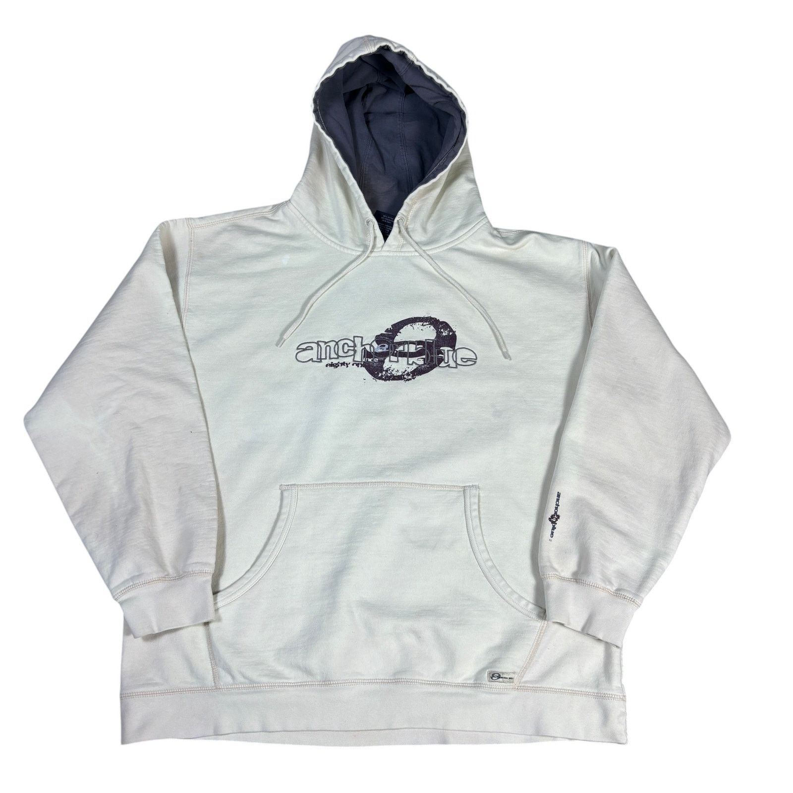 Anchor Blue vintage y2k 2000s Anchor Blue logo cream hoodie mens Large Size US L / EU 52-54 / 3 - 1 Thumbnail