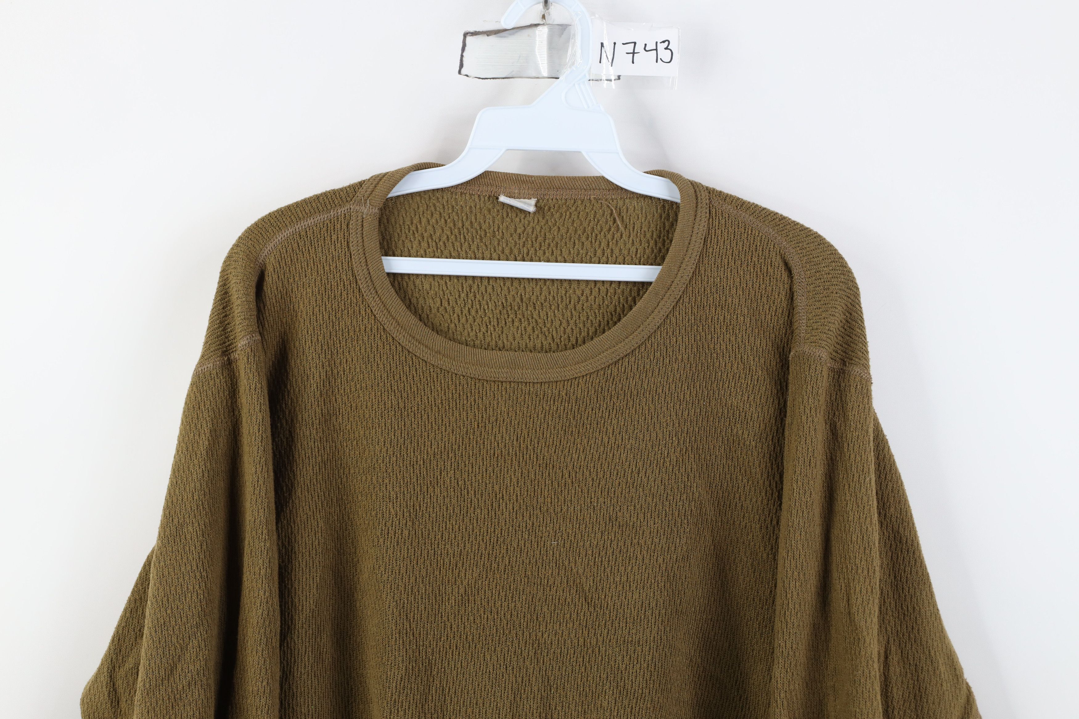 Vintage Vintage 90s Streetwear Waffle Knit Long Sleeve T-Shirt Green Size US XL / EU 56 / 4 - 2 Thumbnail
