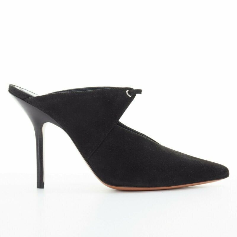 Celine new CELINE PHILO Babouche On Heel 105 black suede point toe cut out mule EU36 Size US 6 / IT 36 - 1 Thumbnail