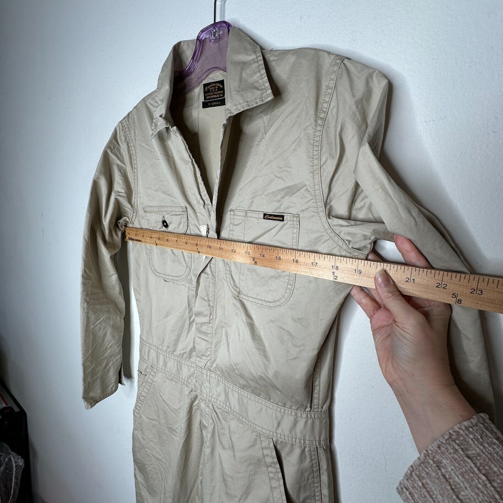 Civilianaire Civilianaire Khaki Twill Zip Long Sleeve Utility Jumpsuit XS Size 26" / US 2 / IT 38 - 11 Thumbnail