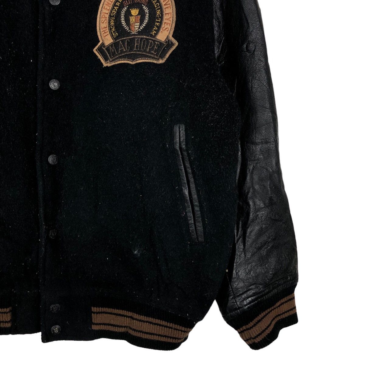 Japanese Brand 🔥Vtg Leather Varsity Jacket Mac Hope Big Logo Issey Miyake Size US M / EU 48-50 / 2 - 7 Thumbnail