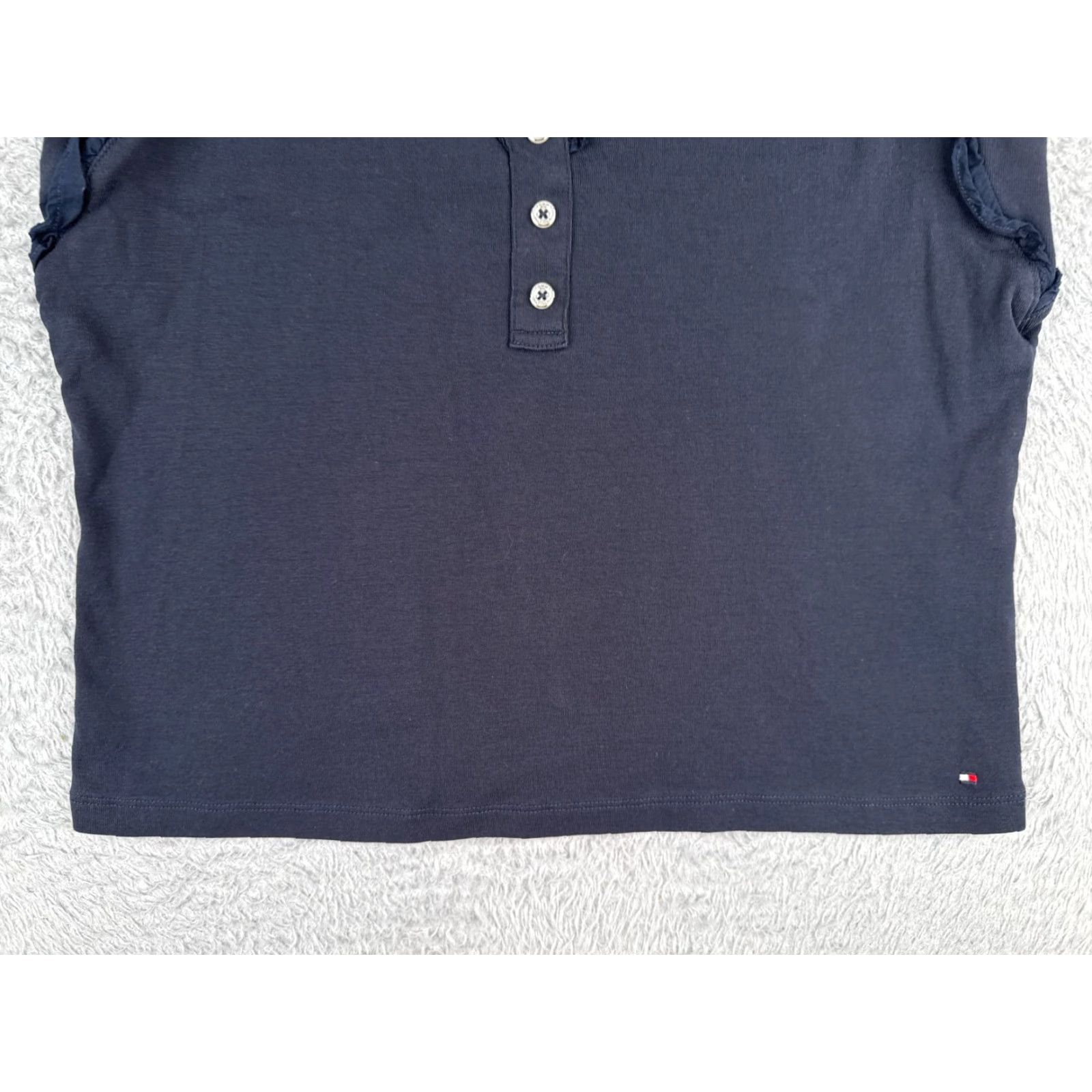 Tommy Hilfiger Tommy Hilfiger Blue Tank Top Women XL V-Neck Ruffle Striped Cotton Casual 80s 90s Size XL / US 12-14 / IT 48-50 - 5 Thumbnail
