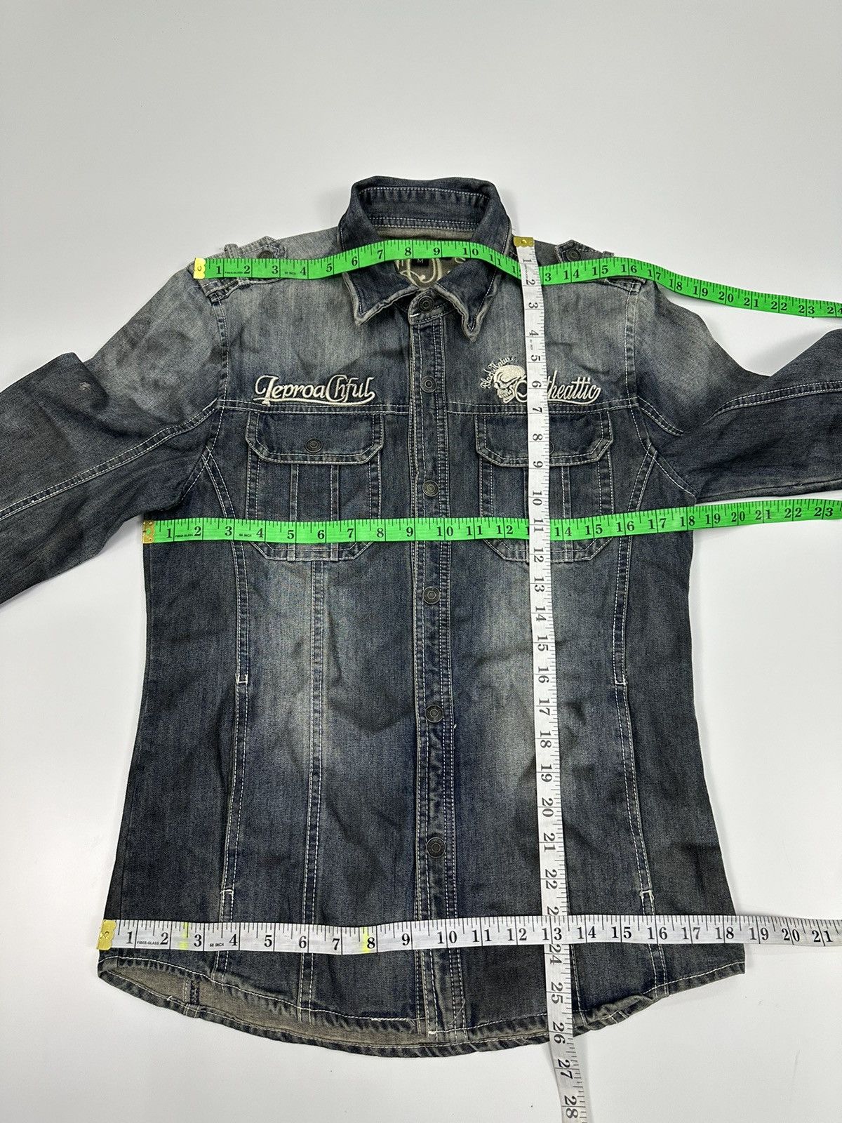In The Attic In The Attic Punk Style Rider 3Q Denim Shirt A651 Size M / US 6-8 / IT 42-44 - 8 Thumbnail
