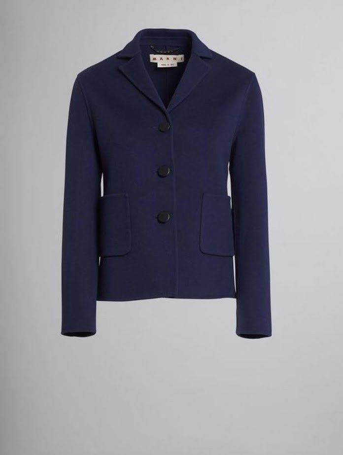 image of Marni O1W1Db10524 Checked Ninfa Jacket In Navy, Women's (Size 2XL)