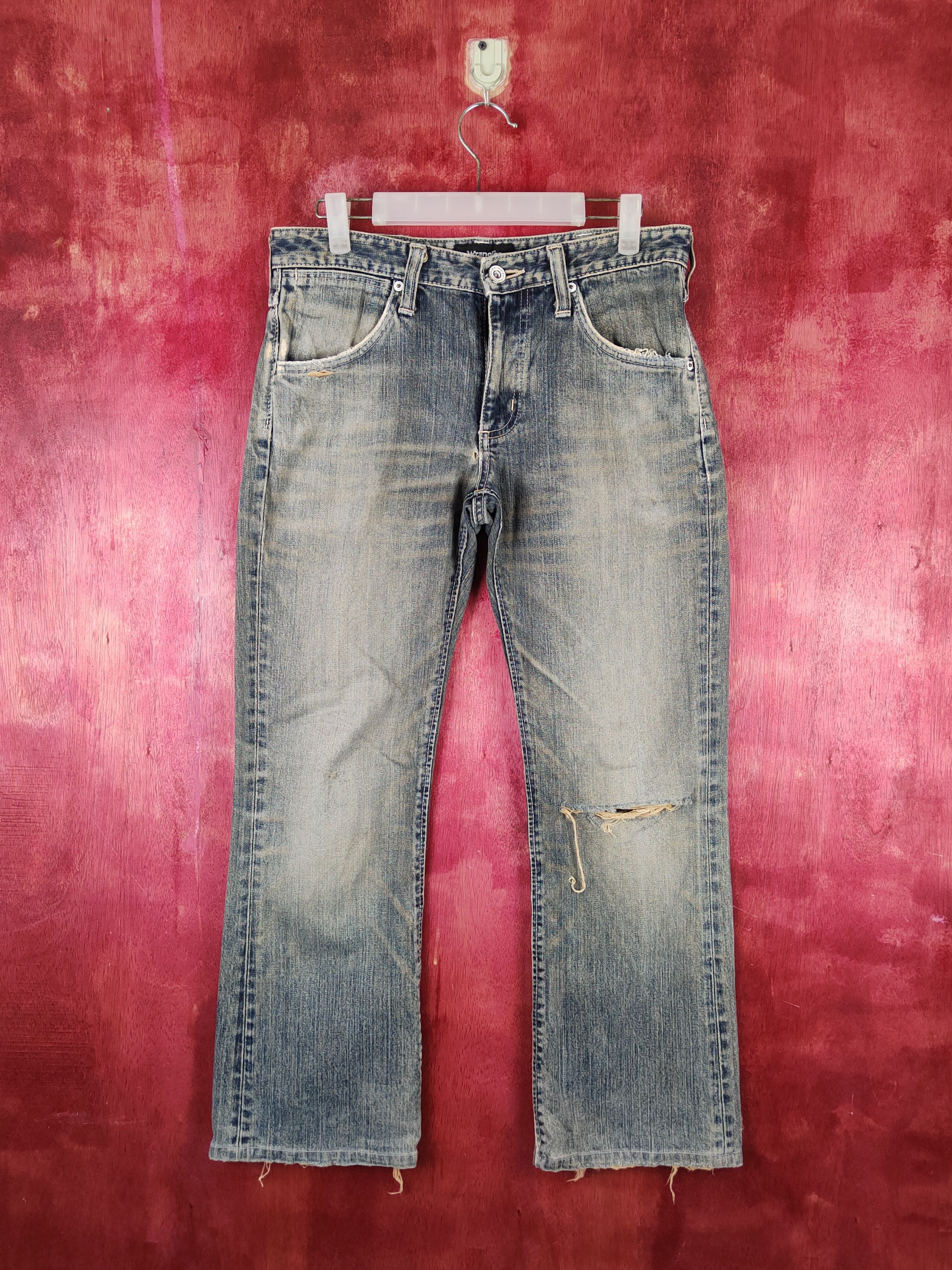Wrangler Dark Blue Faded Distressed Ripped Jeans #S1644