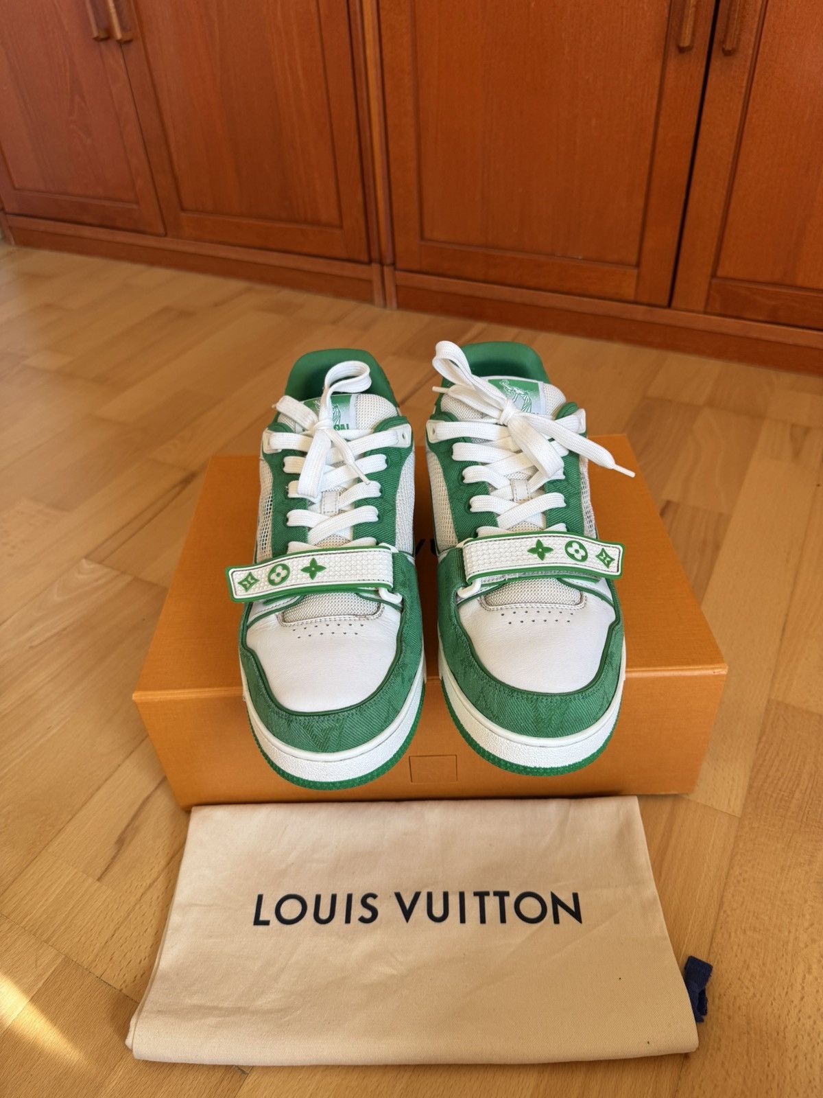 Louis Vuitton Louis Vuitton LV Trainer Velcro Strap Green Denim Size US 10 / EU 43 - 7 Thumbnail