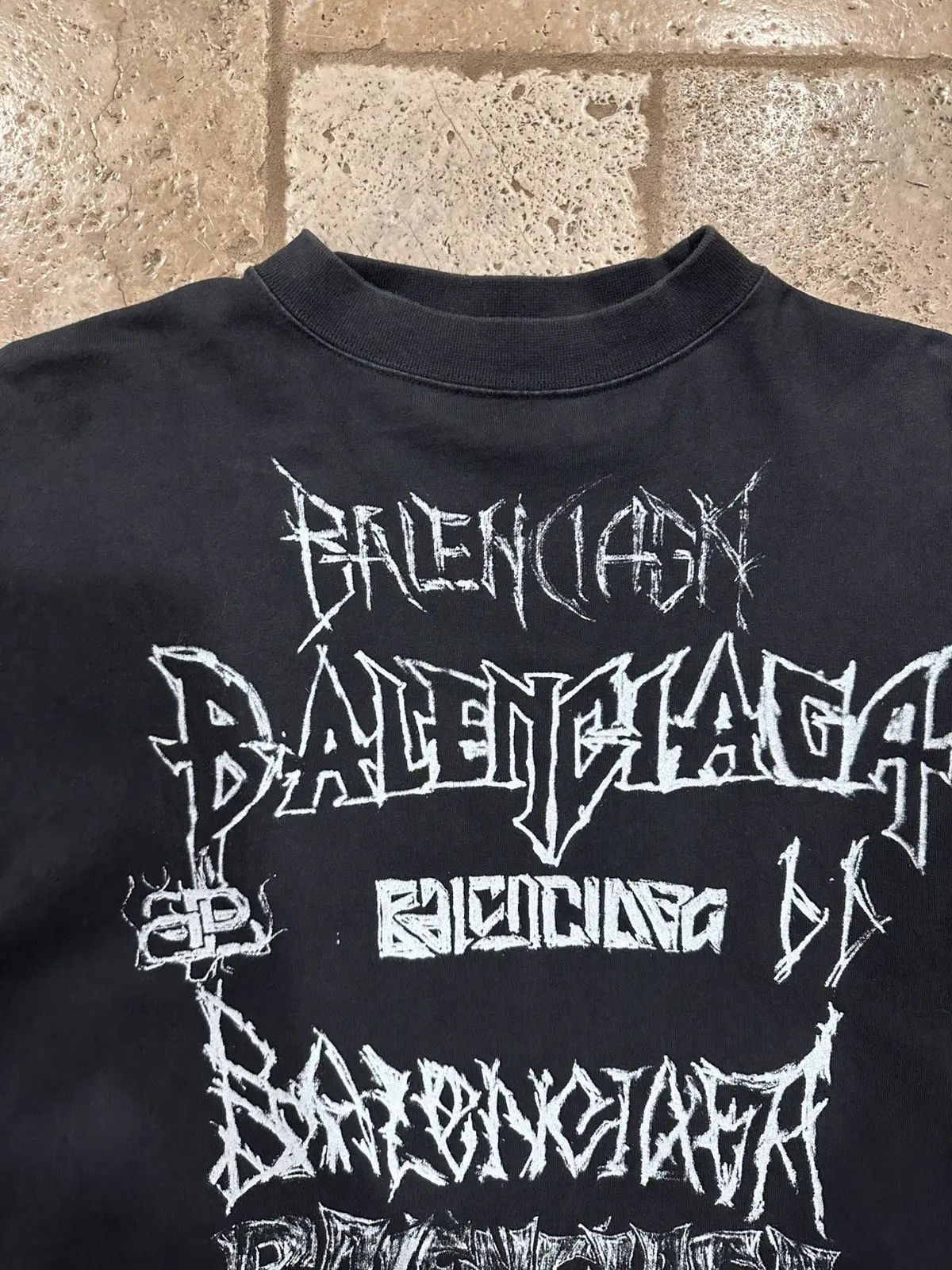 Balenciaga Balenciaga SS24 DIY Metal / Gothic Logos Long Sleeve T-Shirt Size US XL / EU 56 / 4 - 3 Thumbnail