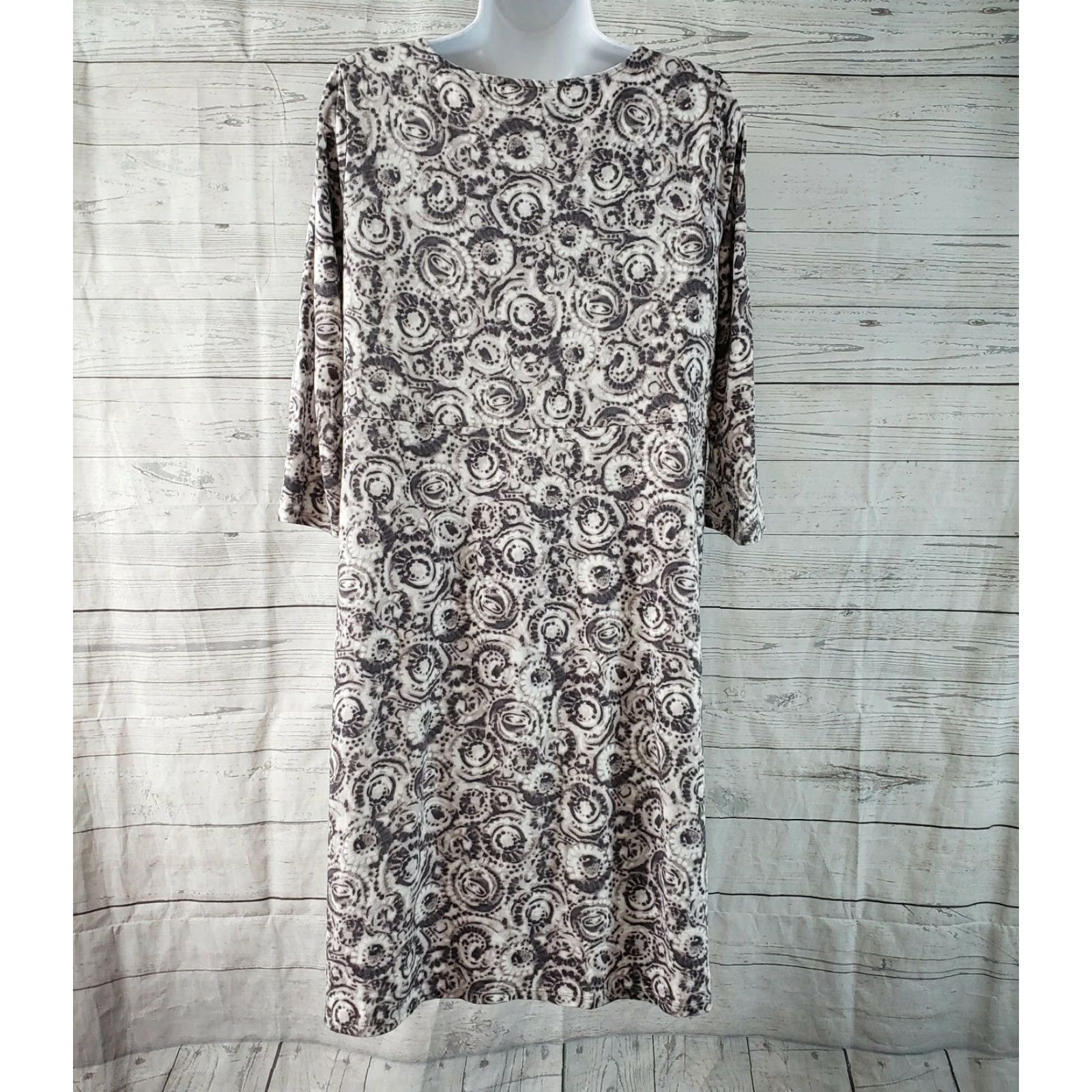 J. Jill PureJill Dress Womens Gray Medium 3/4 Sleeve Pockets Cotton Blend Scoop Neck Shirt Style Casual Womens M Size M / US 6-8 / IT 42-44 - 4 Thumbnail