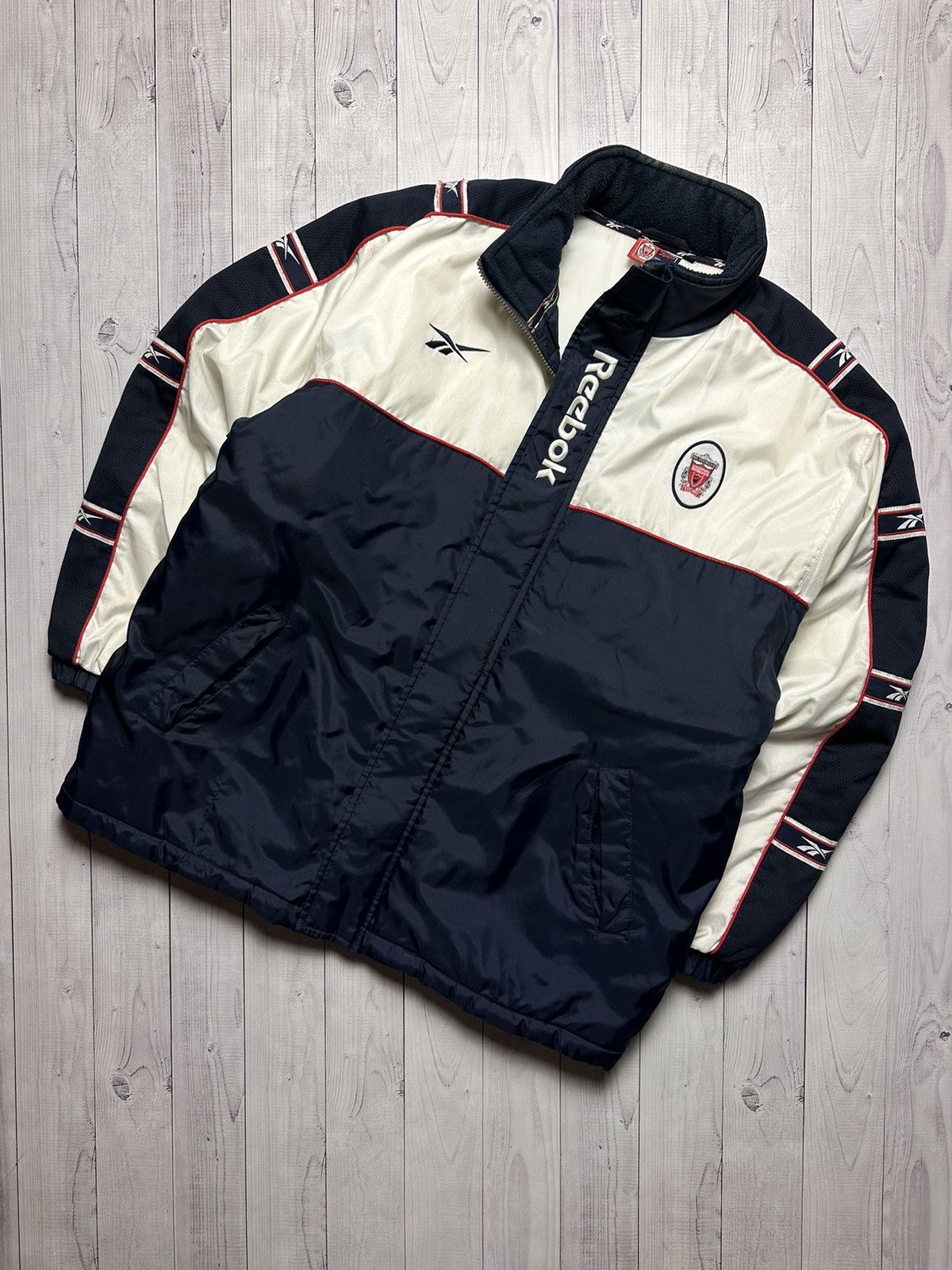 image of Vintage Reebok Liverpool Soccer Parka Jacket Size XL Logo in Navy, Men's