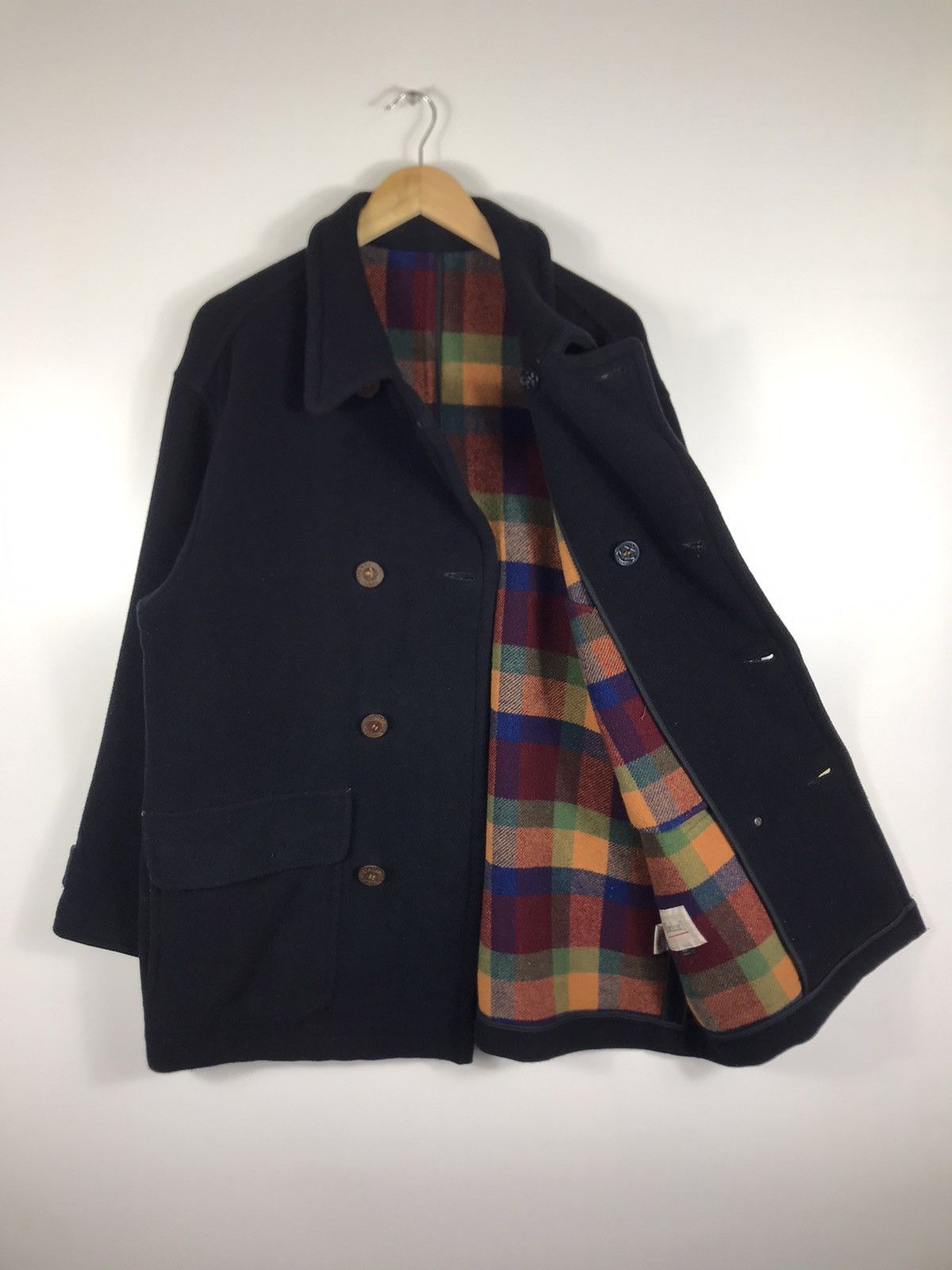 Japanese Brand × Vintage ⚡️Vintage ixi:z Fleece Double Breast Peacoat Jacket Size US L / EU 52-54 / 3 - 9 Thumbnail