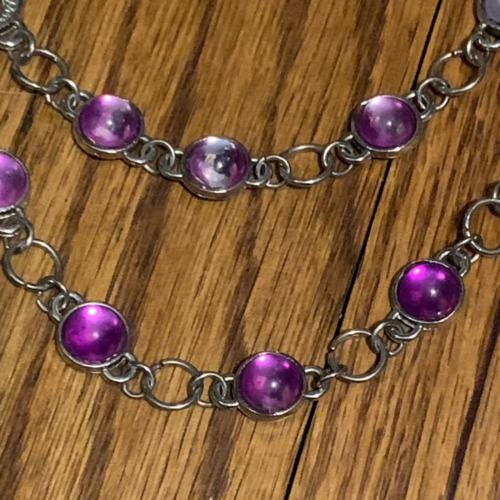 Designer Purple and Silver Double-Strand Necklace with Pearls Size ONE SIZE - 2 Thumbnail