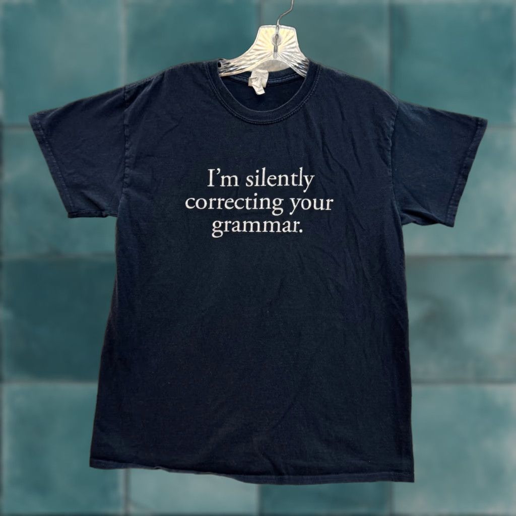 Gildan Gildan Black T-Shirt Medium Funny Humor Joke Silently Correcting Grammar Mens T-Shirt Black M Size US M / EU 48-50 / 2 - 1 Thumbnail