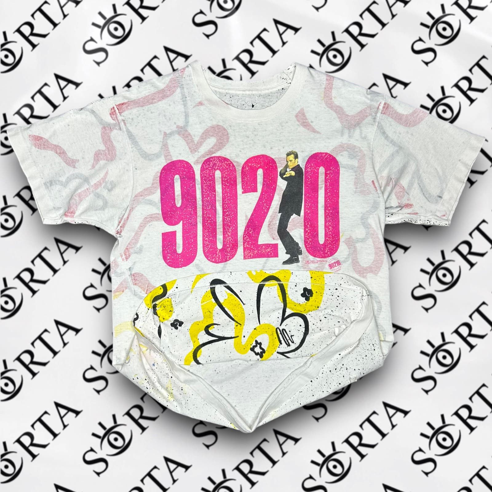 image of Vintage 1991 Beverly Hills 90210 Reverse Print Aop Tee in White, Men's (Size XL)