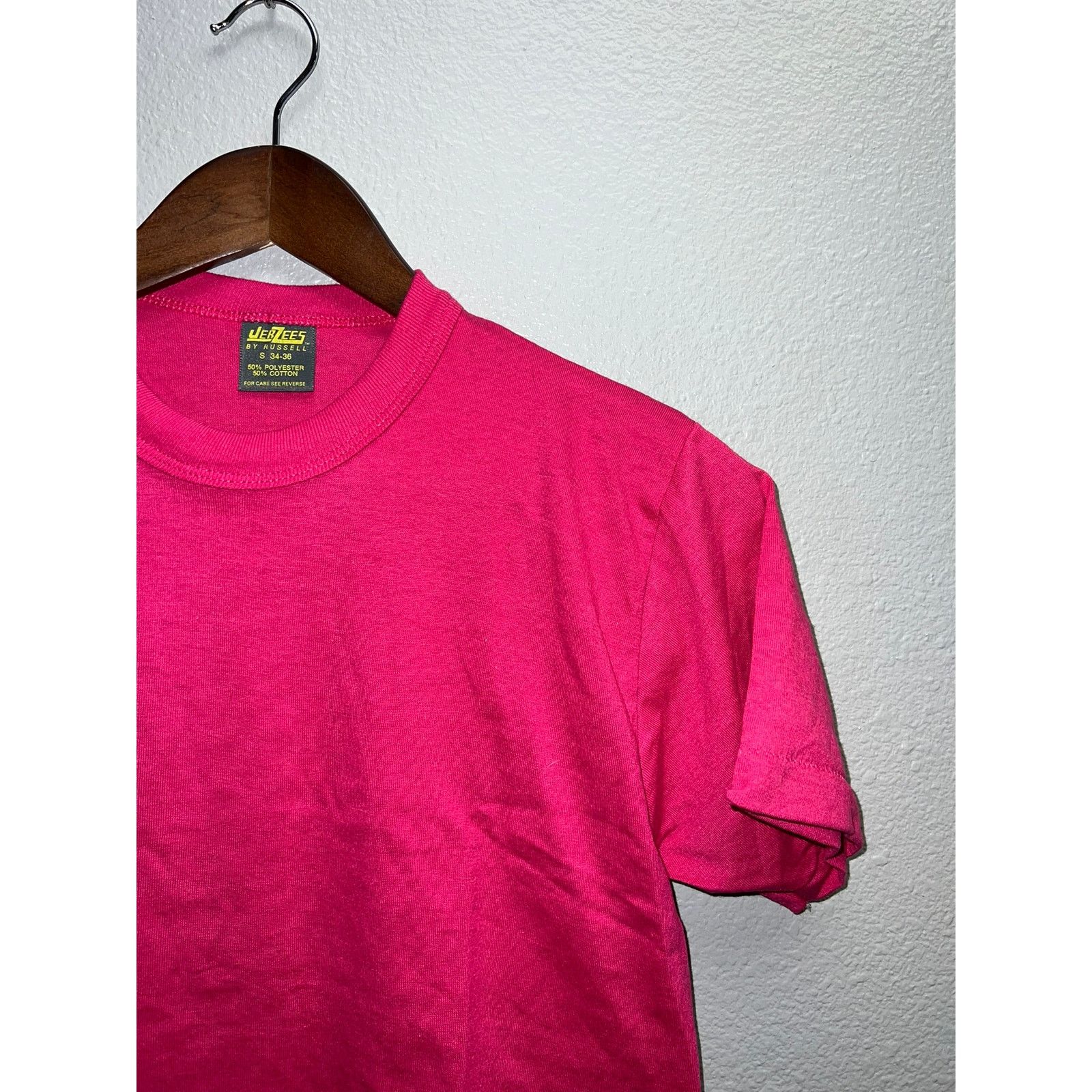 Jerzees 80s Women's Vintage Jerzees Russell Pink Crop Top Shirt S Size S / US 4 / IT 40 - 2 Thumbnail