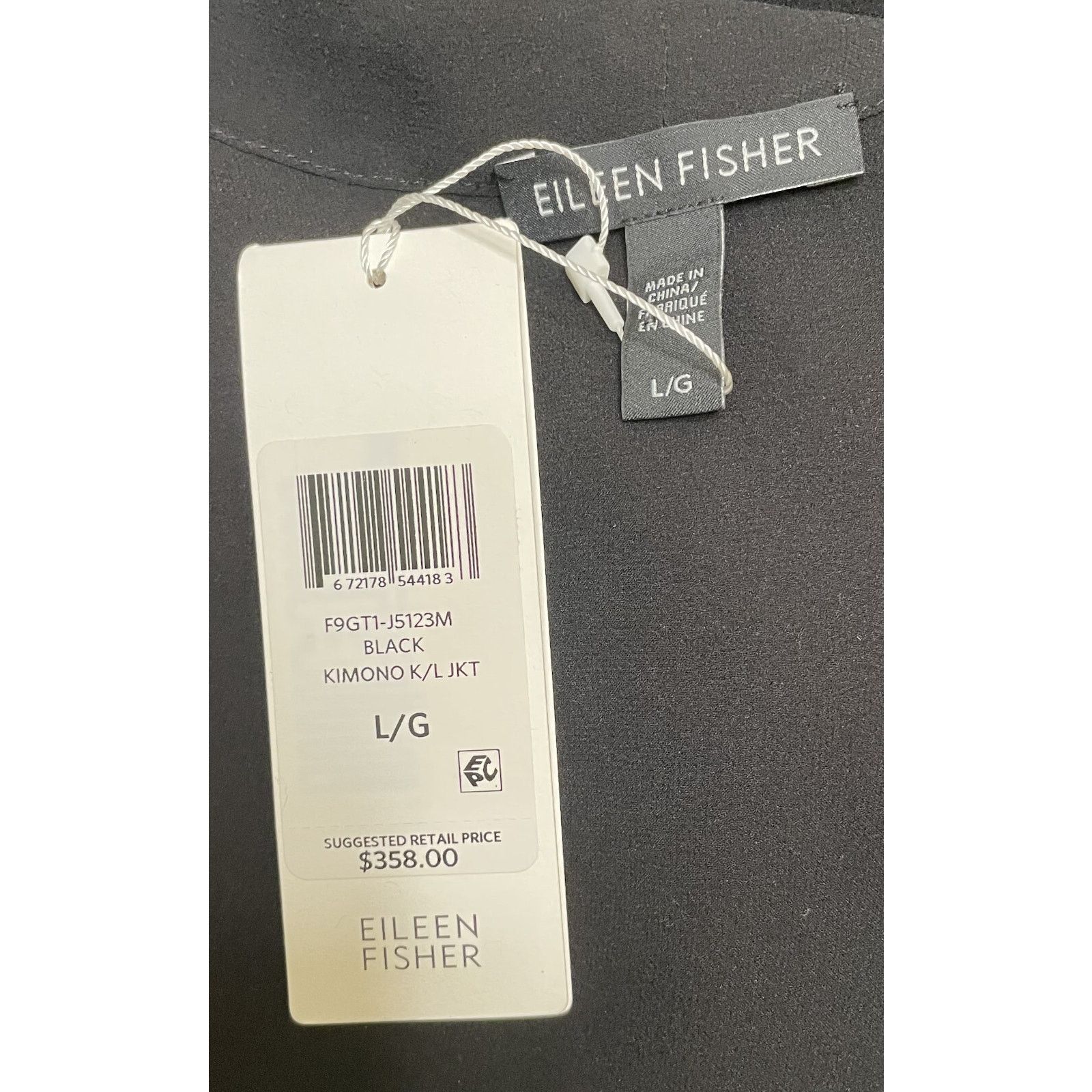 Eileen Fisher Eileen Fisher Black Silk Georgette Long Kimono Jacket L Size L / US 10 / IT 46 - 7 Thumbnail