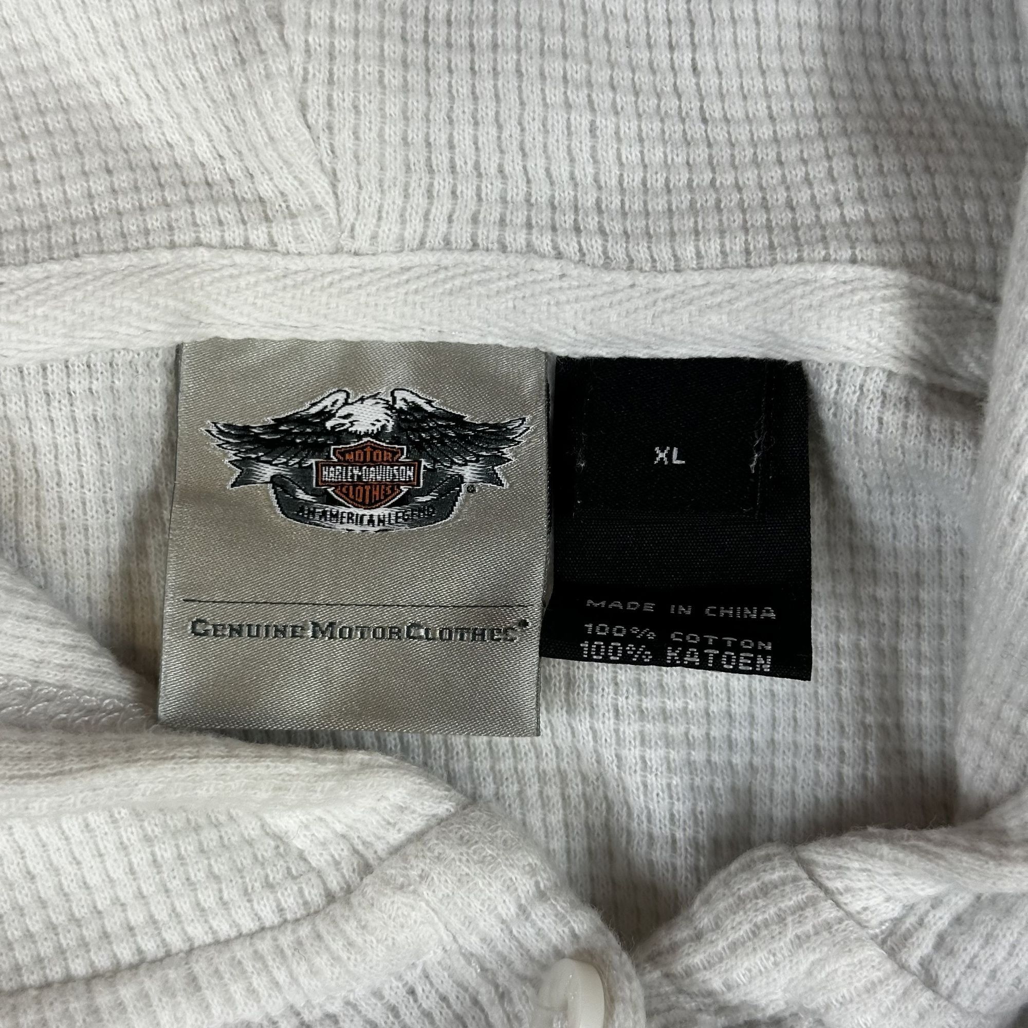 Harley Davidson Harley-Davidson Womens White Waffle Knit Hooded Henley XL 10 Size XL / US 12-14 / IT 48-50 - 3 Thumbnail