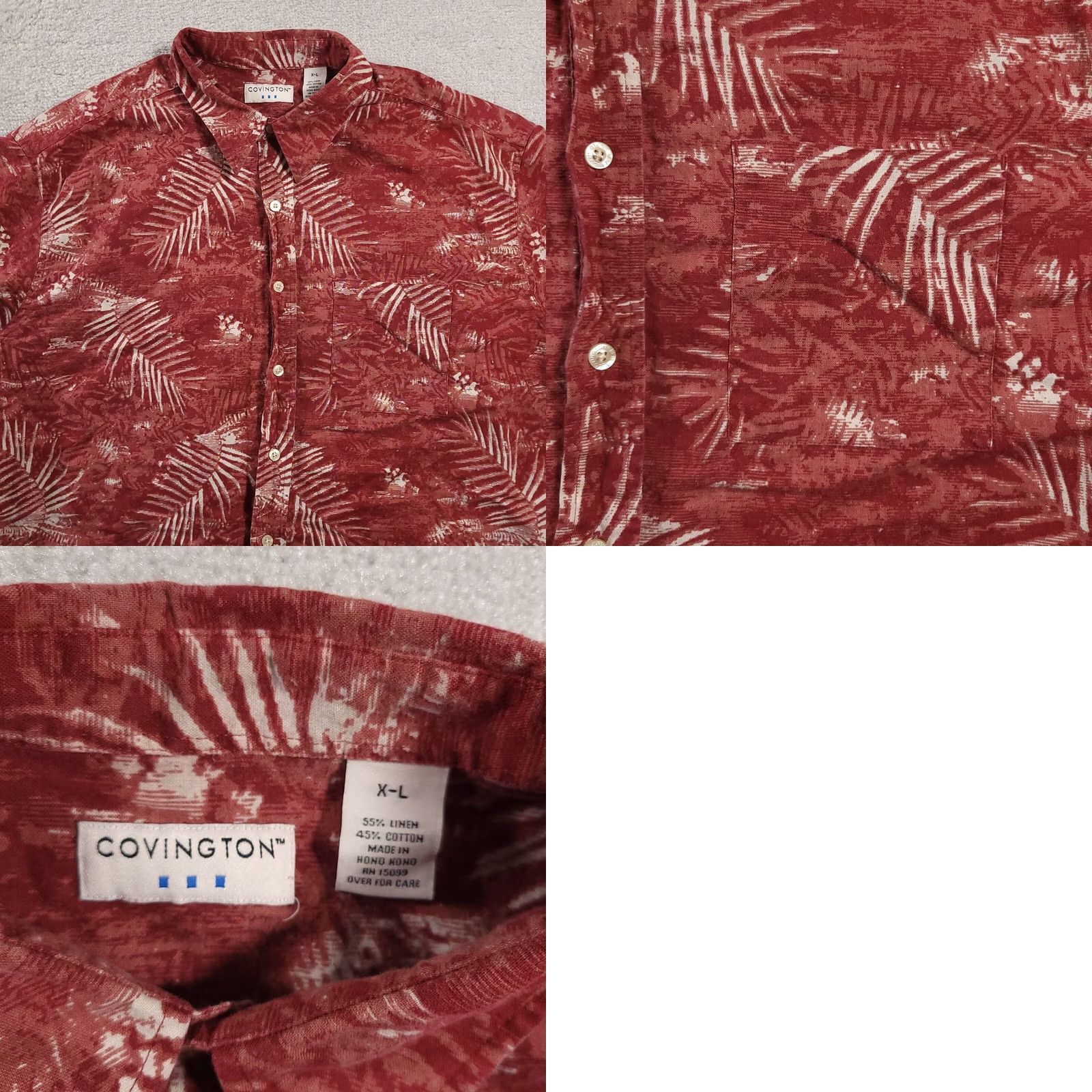 Vintage VINTAGE Covington Men's Hawaiian Shirt XL Red Floral Linen Blend Short Sleeve Size US XL / EU 56 / 4 - 8 Thumbnail