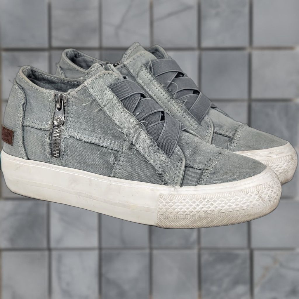 Vintage Blowfish Malibu Mamba Womens 8 M Gray Canvas Mid Top Sneakers Shoes Size M / US 6-8 / IT 42-44 - 1 Thumbnail