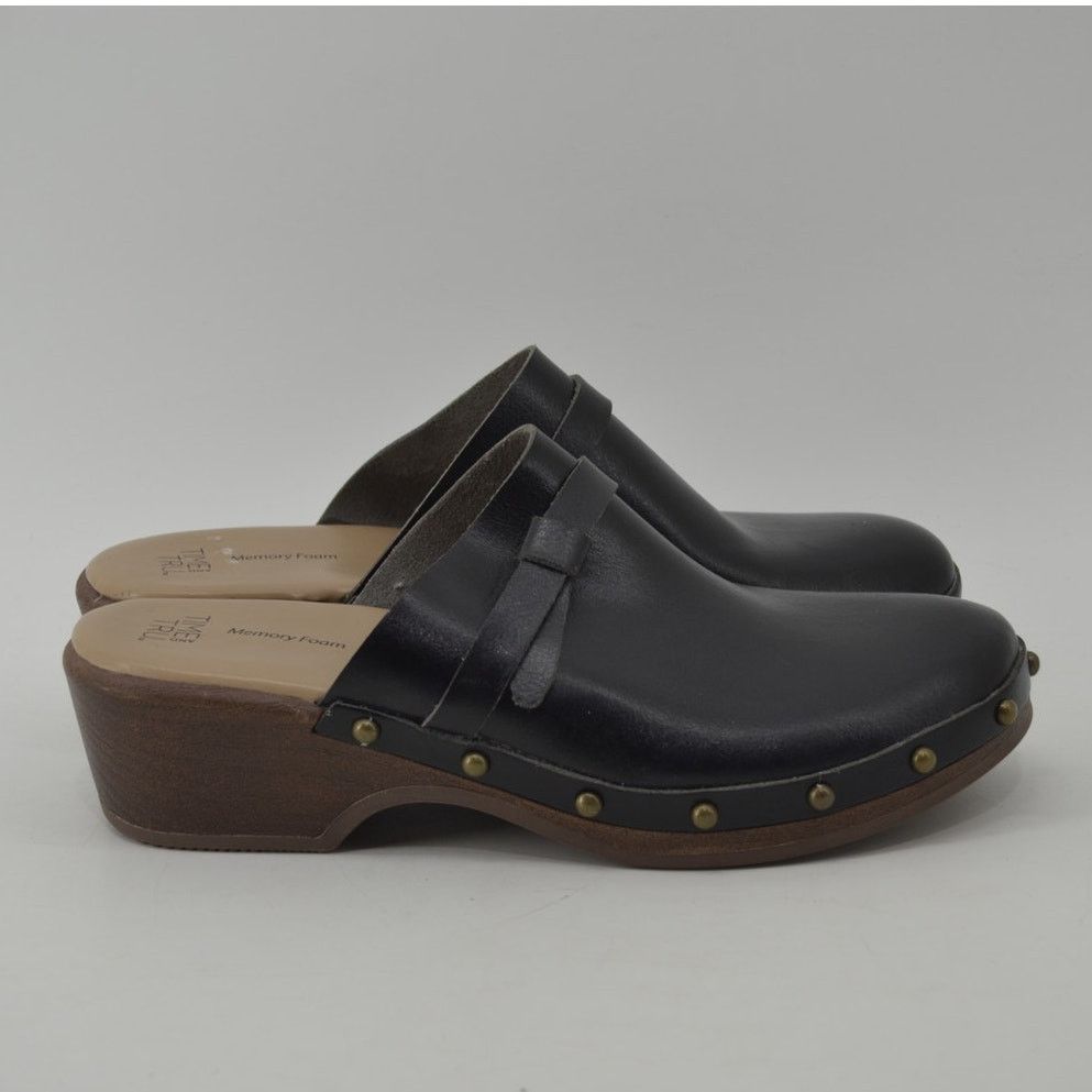 Other Time and Tru Womens Sz 8 Clogs Black Faux Leather Y2K Style Size US 8 / IT 38 - 3 Thumbnail