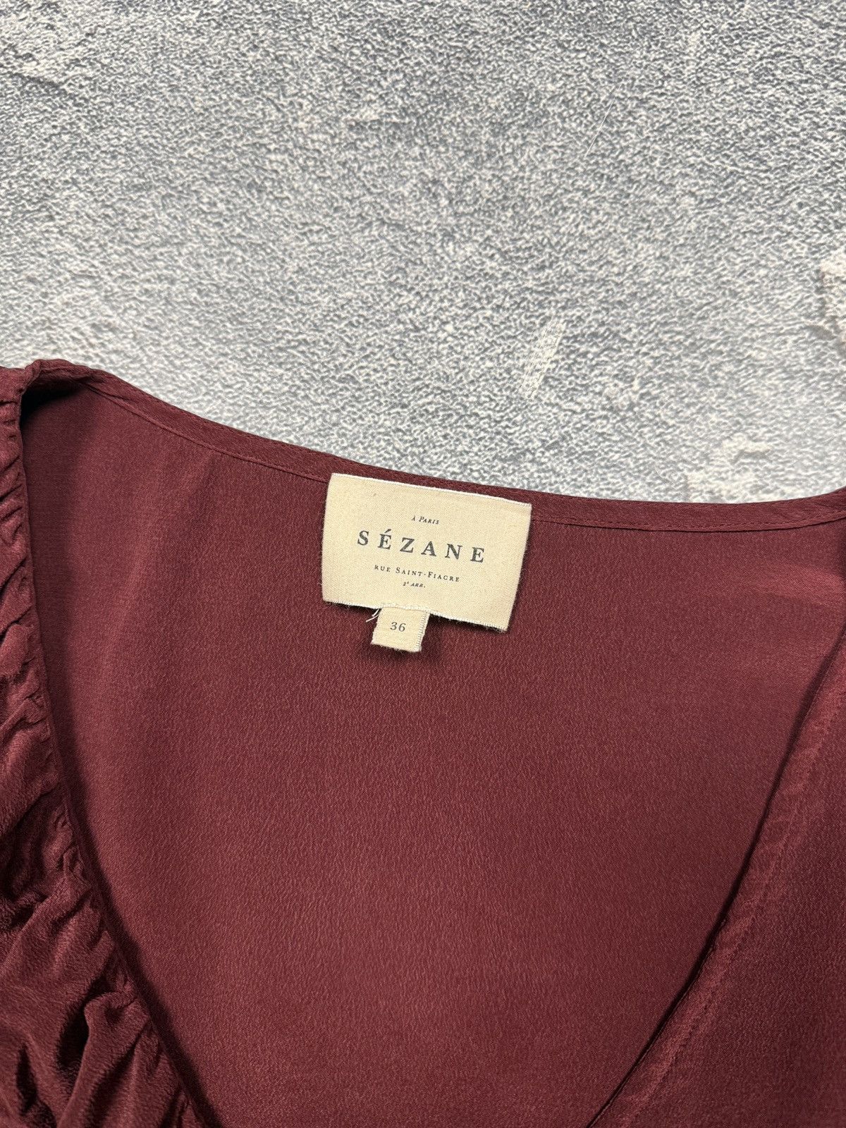 Sezane SEZANE Burgundy Silk Blouse Shirt Size XS / US 0-2 / IT 36-38 - 5 Thumbnail