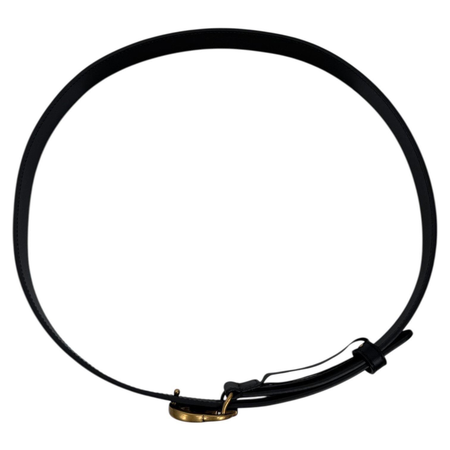 Gucci GG Logo Buckle Marmont Thin Belt Black Smooth Leather Size 80cm/32\
