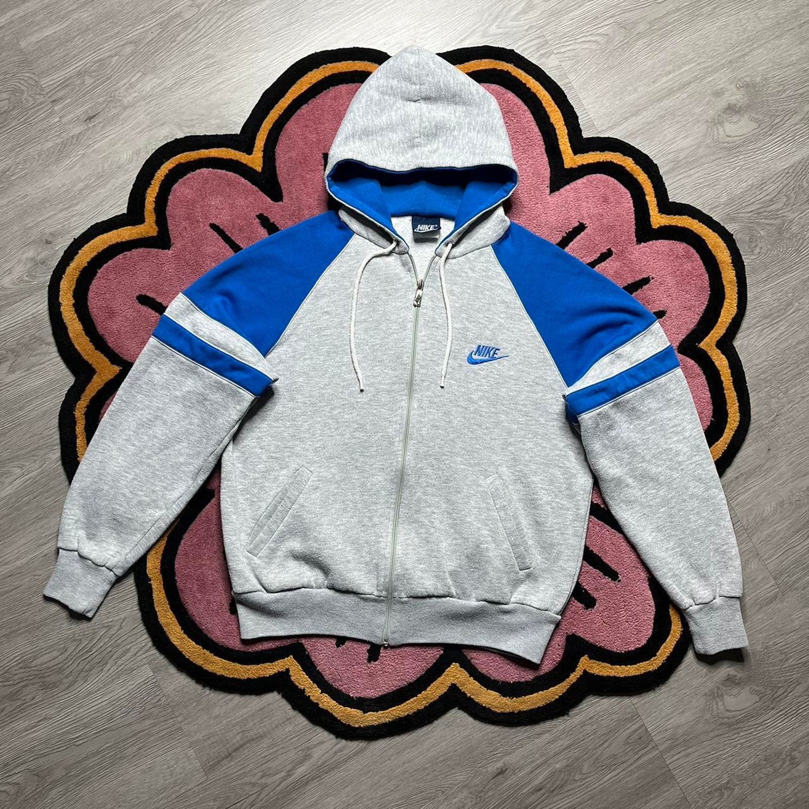 Vintage 80's Nike Embroidered Colorblock Full Zip Hoodie
