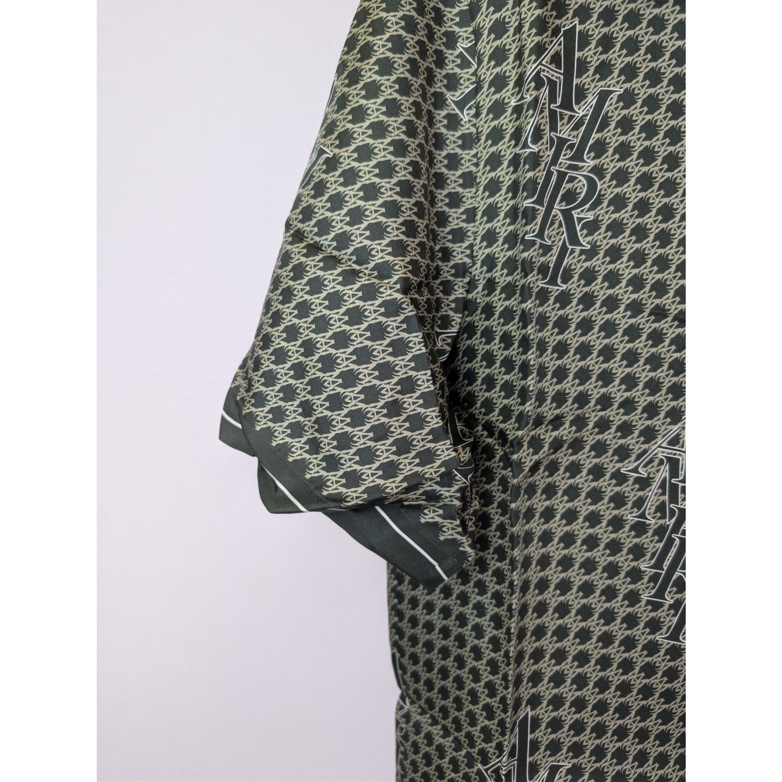 Amiri o1rshd1 Amiri Houndstooth Bowling Shirt in Rain Forest Size US M / EU 48-50 / 2 - 6 Thumbnail