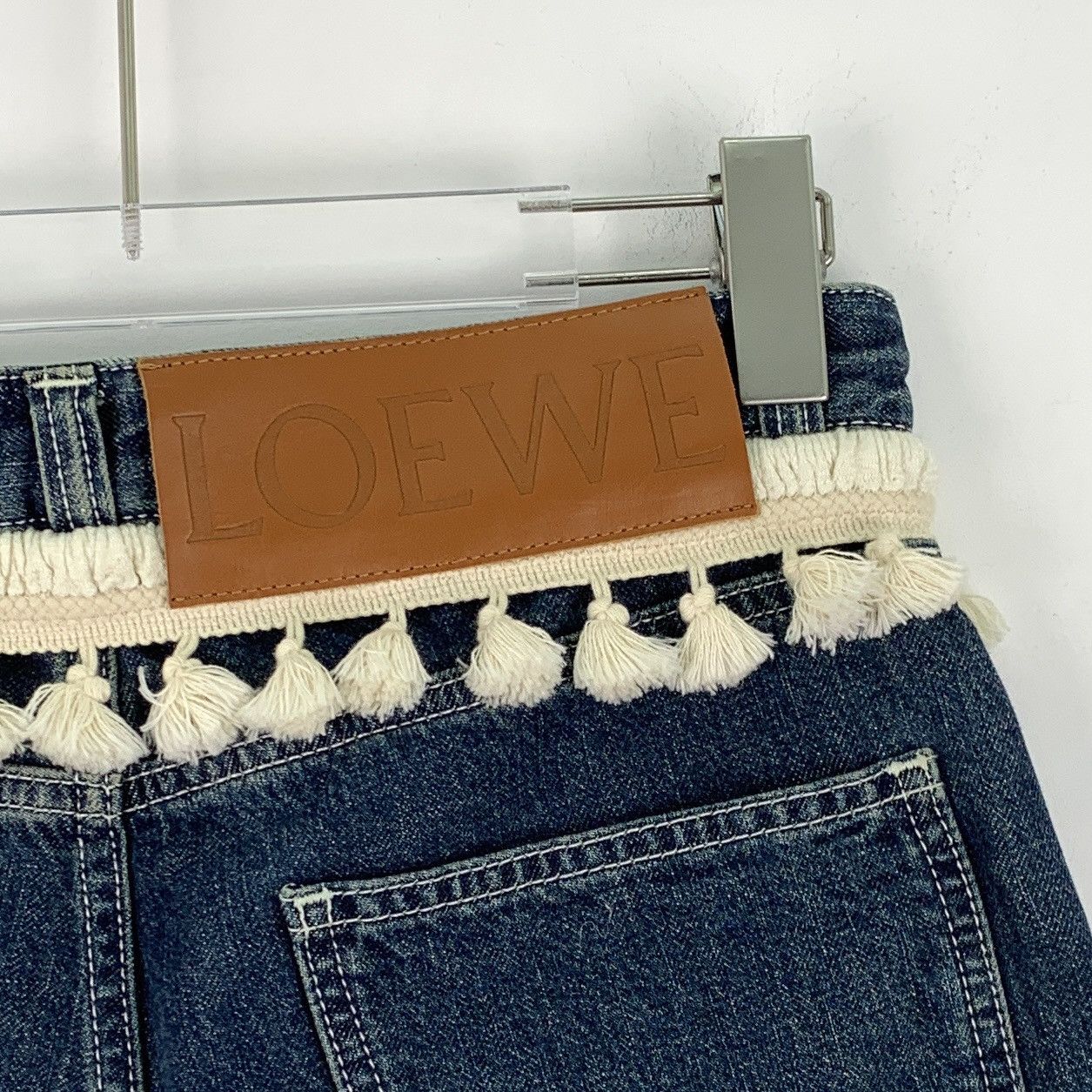 Loewe Loewe Dark Blue Fringe Decor Denim Wide-leg Pants K26WX Size 25" / US 0 / IT 36 - 5 Thumbnail