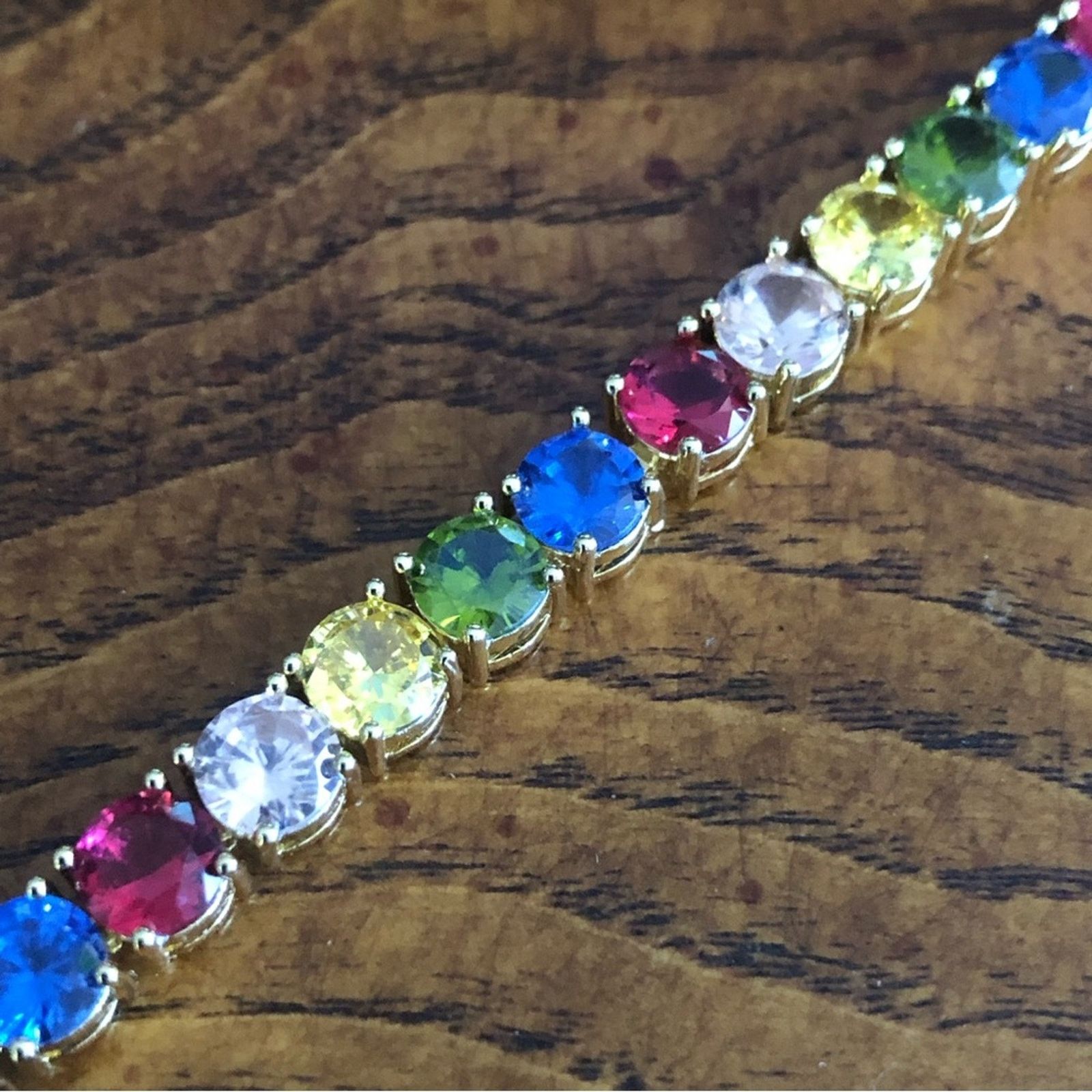Jewelry Ladies 18kt gold plated 6mm faceted CZ tennis bracelet Size ONE SIZE - 7 Thumbnail