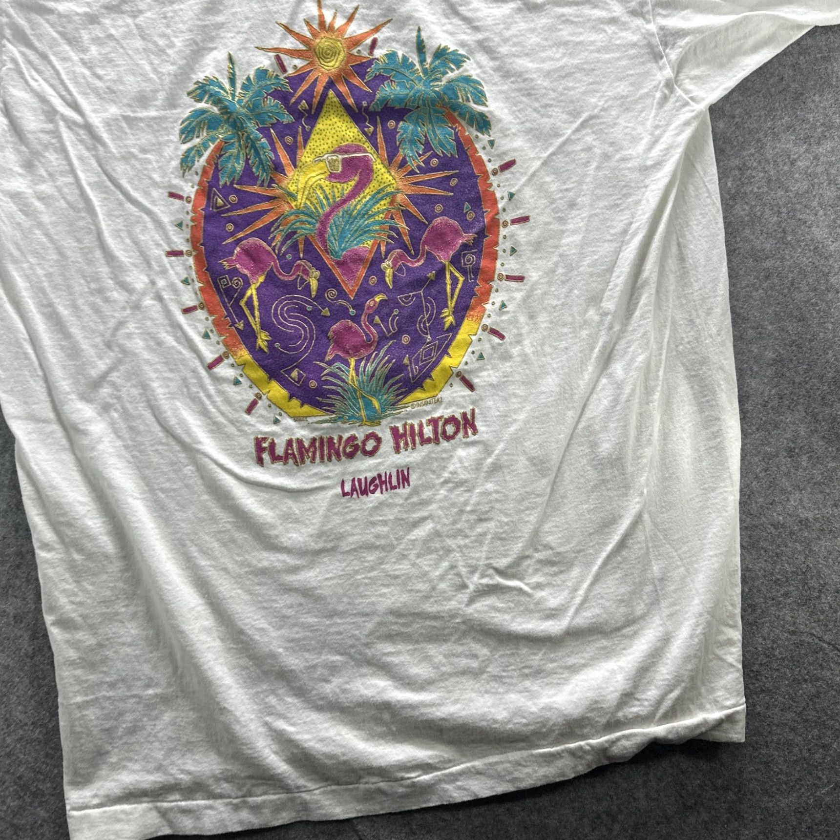 Fruit Of The Loom VINTAGE Flamingo Hilton Shirt Mens XL White Graphic 90s Souvenir Laughlin Casino Size US XL / EU 56 / 4 - 6 Thumbnail