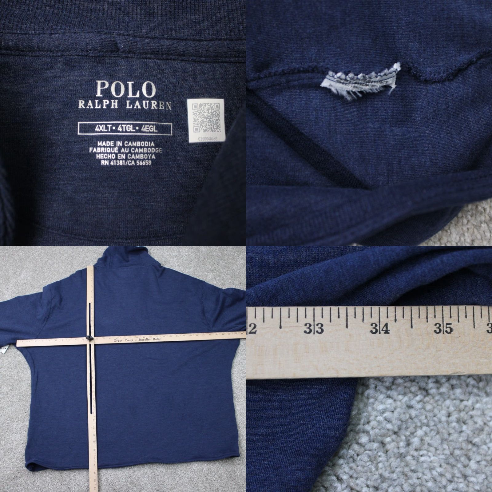 Polo Ralph Lauren Polo Ralph Lauren Sweatshirt Pullover Knit Big & Tall 4XLT Blue Mens S/L Casual Workwear Pattern Solid Logo Mock Neck Pullover Size US XXL / EU 58 / 5 - 8 Thumbnail