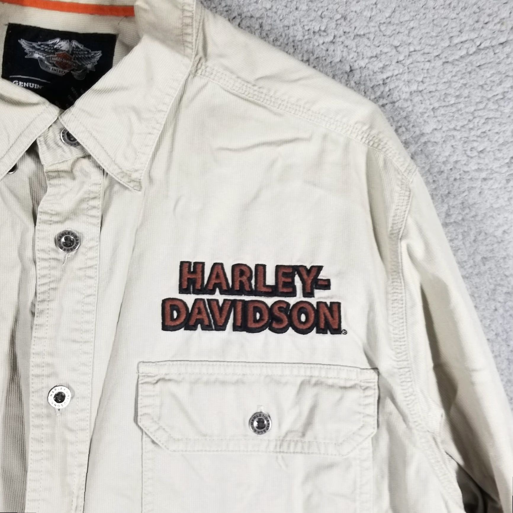Harley Davidson Harley-Davidson Shirt Mens Large Beige Long Sleeve Button Up Embroidered Biker Size US L / EU 52-54 / 3 - 2 Thumbnail