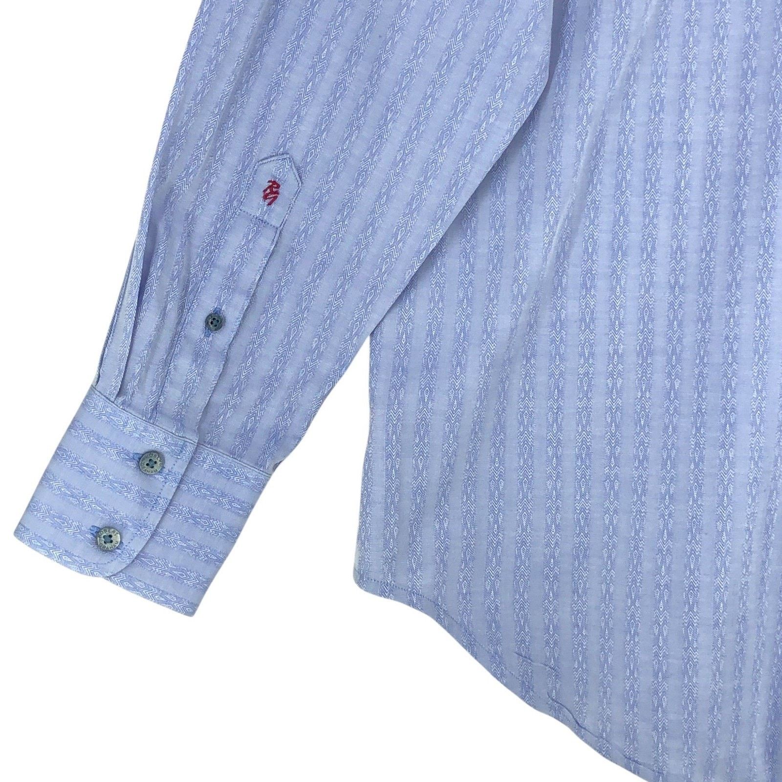 Robert Graham Robert Graham Shirt L Lilac Jacquard Stripe Button Contrast Size US L / EU 52-54 / 3 - 11 Thumbnail