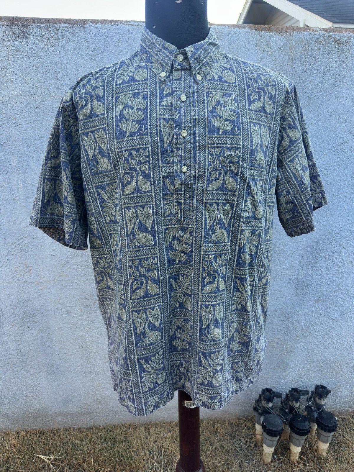 Reyn Spooner PreOwned Reyn Spooner Blue/Green Hawaiian Classic Men's L Size US L / EU 52-54 / 3 - 1 Thumbnail