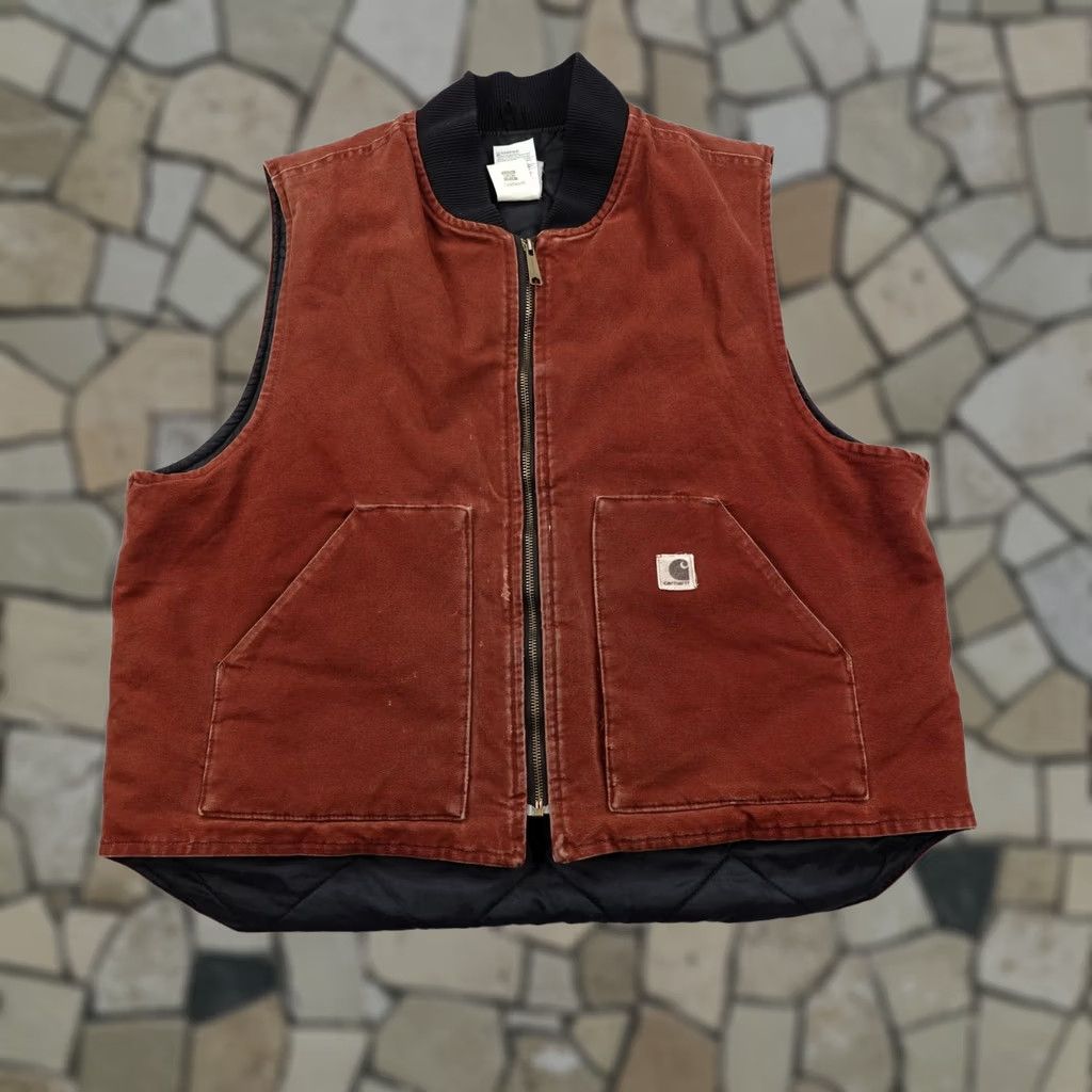 Carhartt VINTAGE Carhartt Vest Mens 2XL XXL Red Clay Canvas Arctic Quilt Lined Zip Up Y2K Size US XXL / EU 58 / 5 - 1 Thumbnail