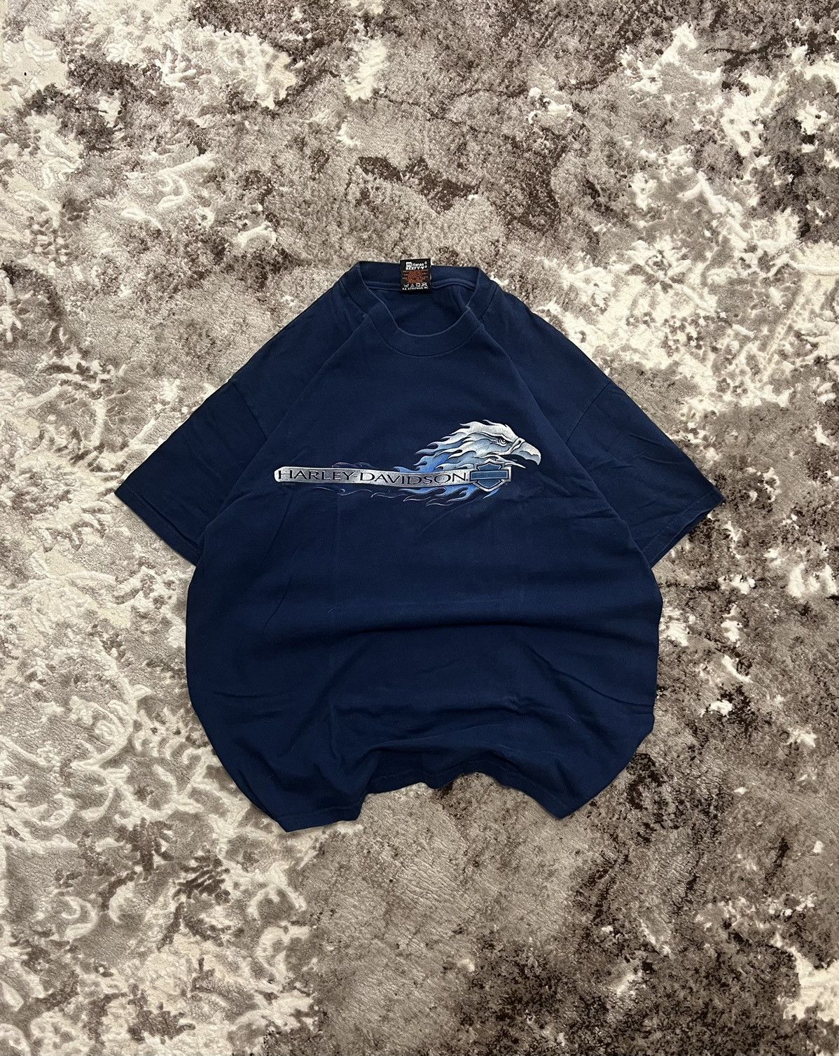 Harley Davidson × Vintage Vintage🔥1999 Harley Davidson Blue Fire Eagle logo T-shirt Size US XL / EU 56 / 4 - 1 Thumbnail