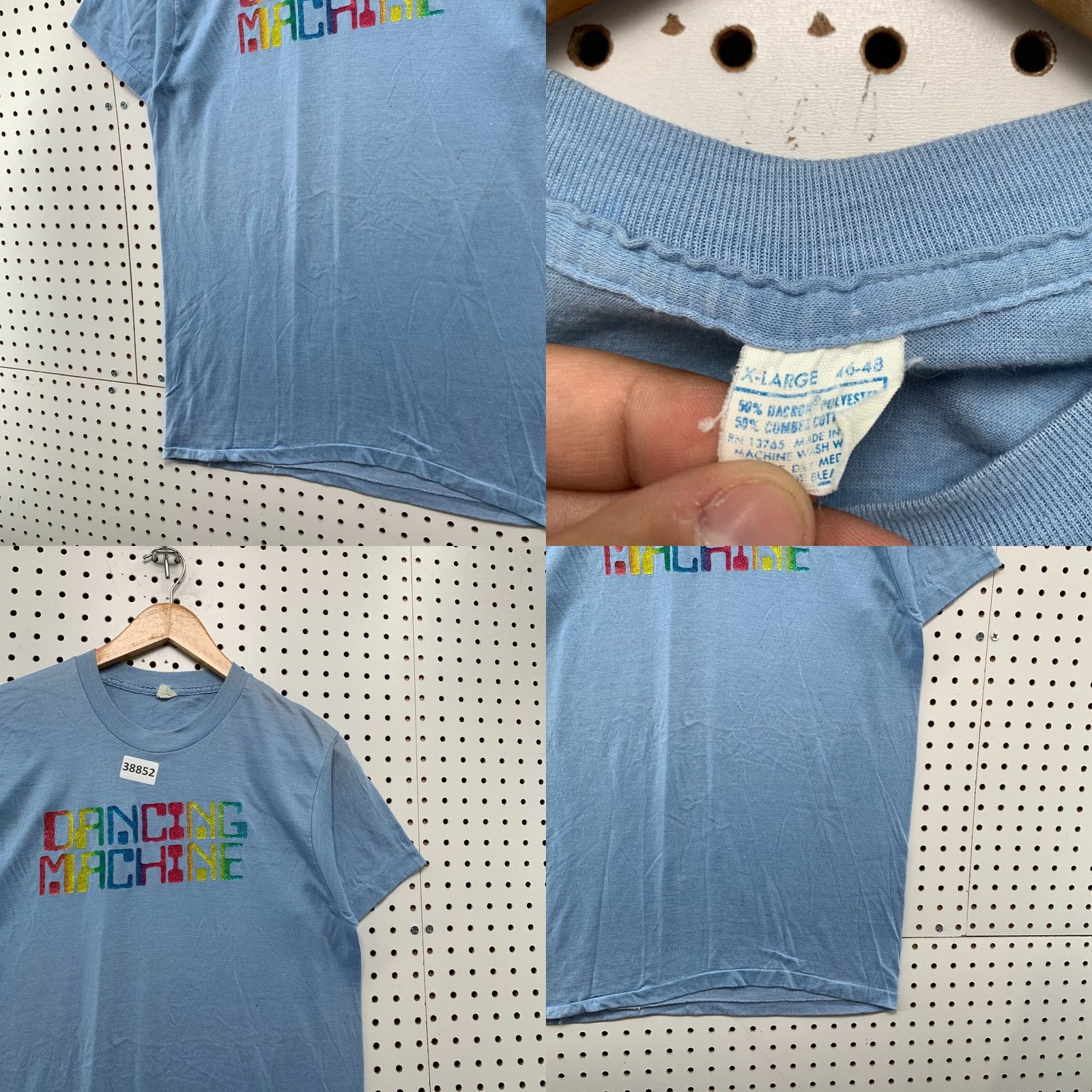 Vintage VINTAGE 70s Dancing Machine Shirt Mens Fits Medium Blue Glitter Graphic Size US M / EU 48-50 / 2 - 8 Thumbnail