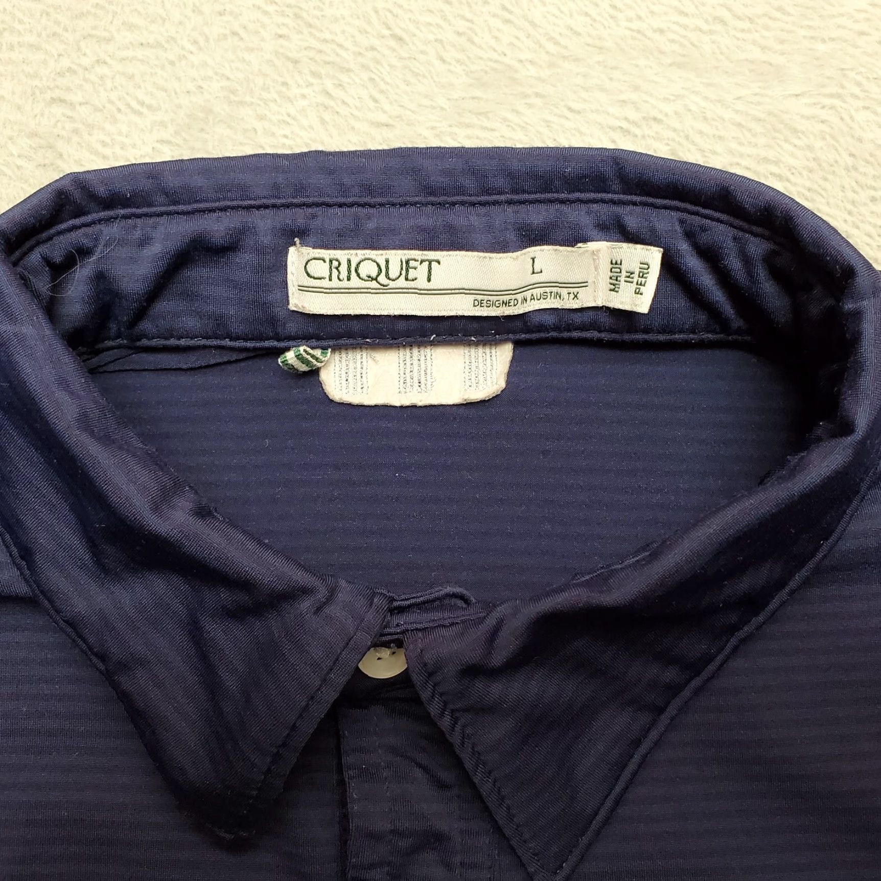 Vintage Criquet Shirt Mens Large Blue Polo Short Sleeve Performance Golf Casual Shirt Mens Blue Polo Short Sleeve Logo Accents Pockets Size US L / EU 52-54 / 3 - 5 Thumbnail