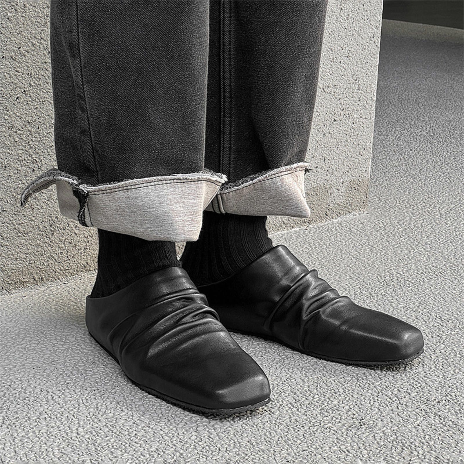 Leather Black Genuine Leather Slouch Mules Size US 7 / EU 40 - 1 Thumbnail