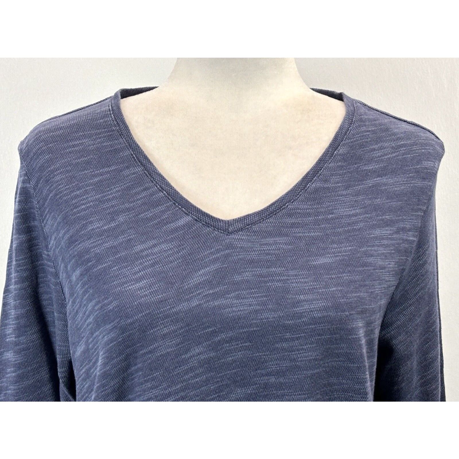 J. Jill J. Jill Women's Blue Long Sleeve Tunic Shirt Medium Heatgered Side Slits Casual Cotton Size M / US 6-8 / IT 42-44 - 5 Thumbnail